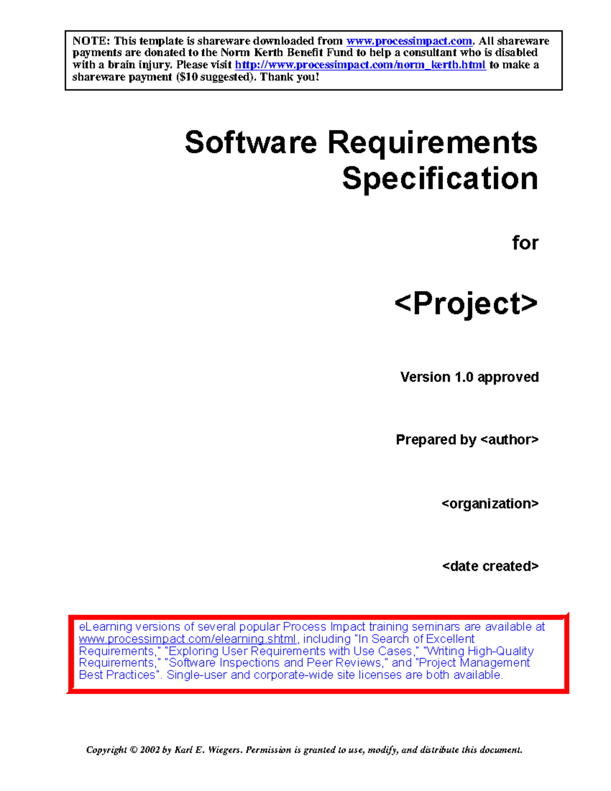 Srs template - Software Requirements Specification for Version 1 ...