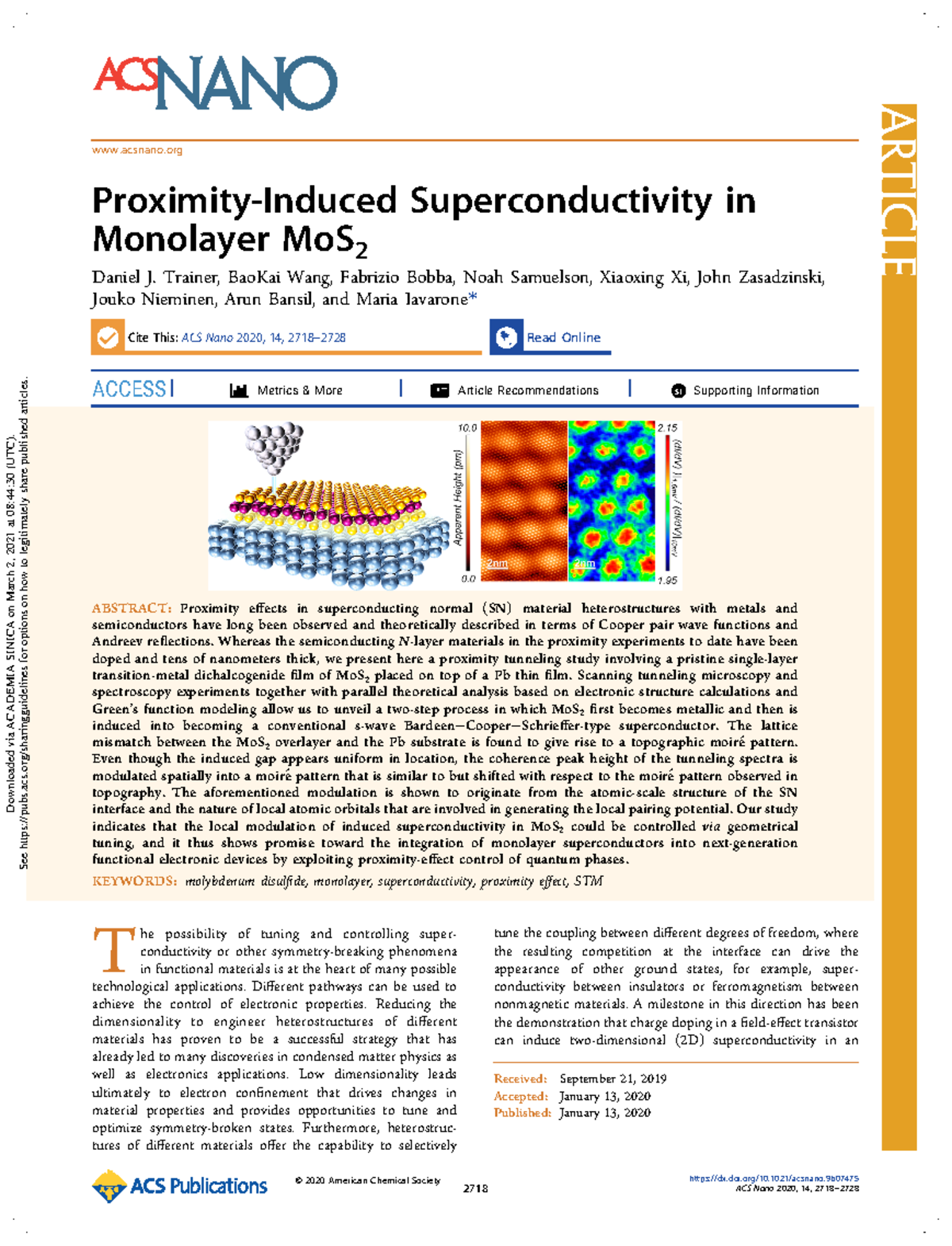 Proximity-Induced Superconductivity In Monolayer Mo S2 - Proximity ...