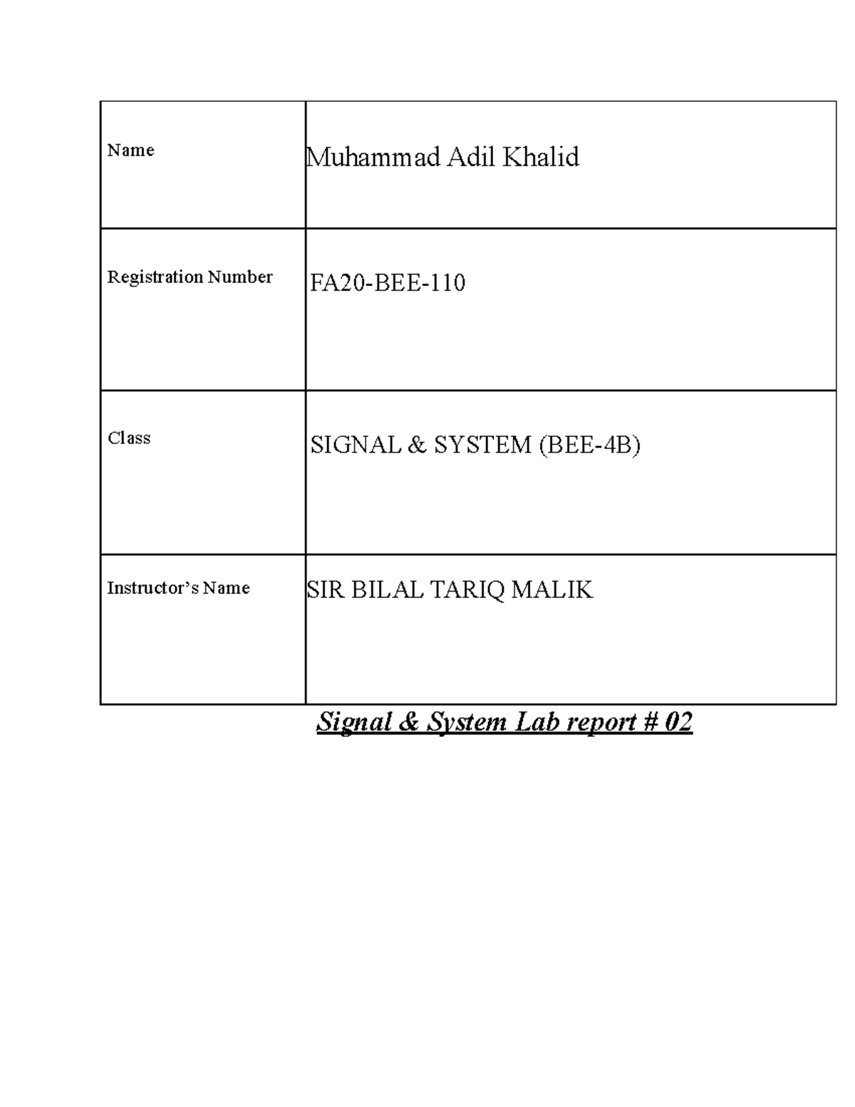 signal-and-system-lab-report-02-roll-no-110-name-muhammad-adil-khalid