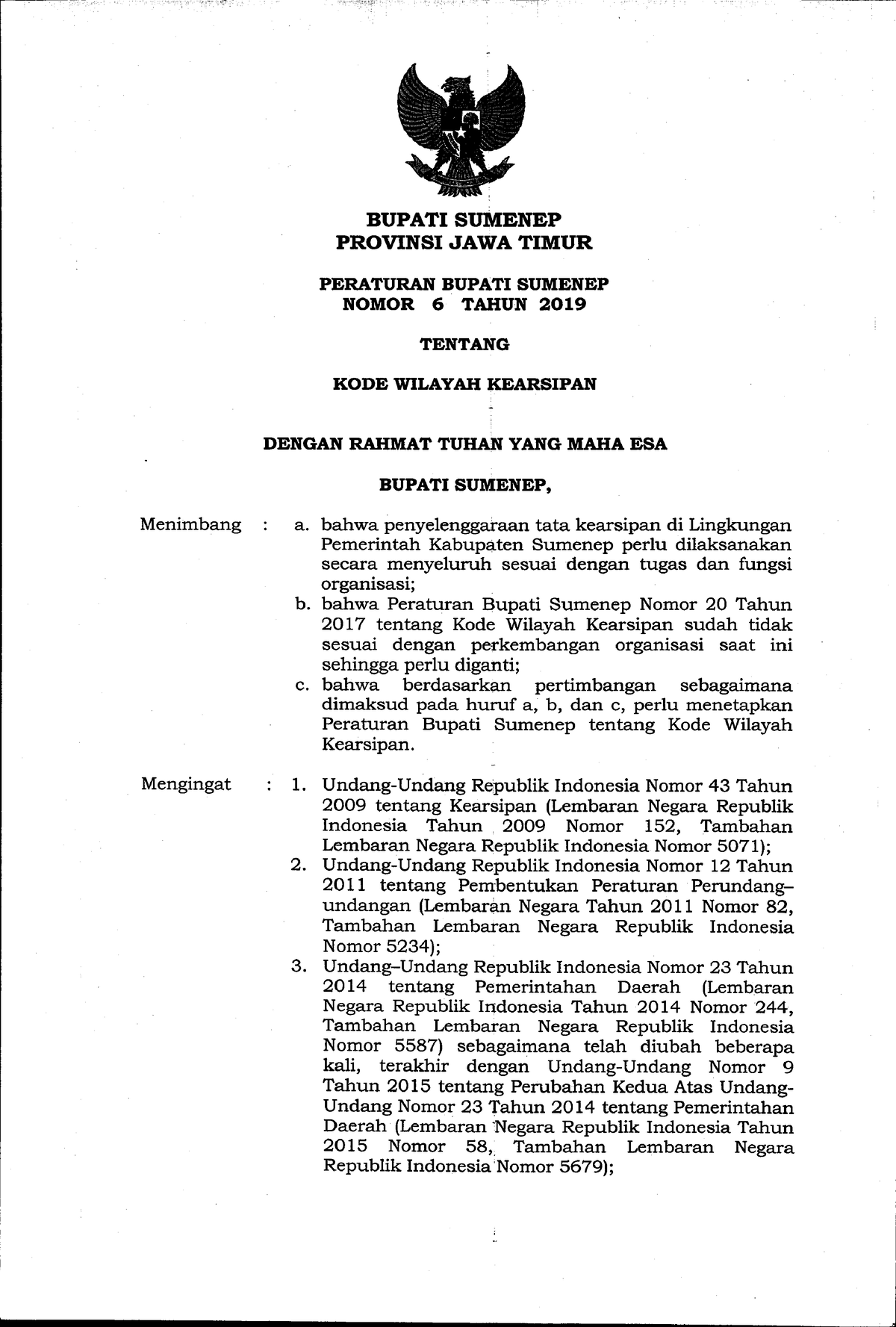 Perbup 06 - 2019 - Menimbang Mengingat BUPATI SUMENEP PROVINSI JAWA ...