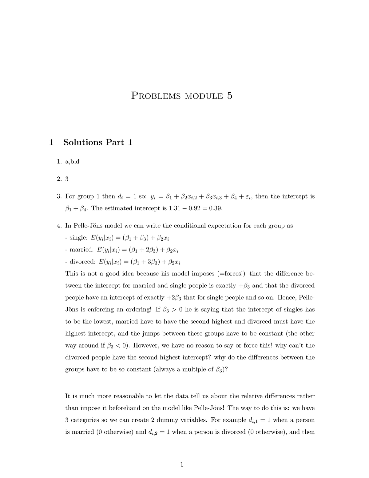 Solutions Module 5 - Solution 5 - Problems Module 5 1 Solutions Part 1 ...