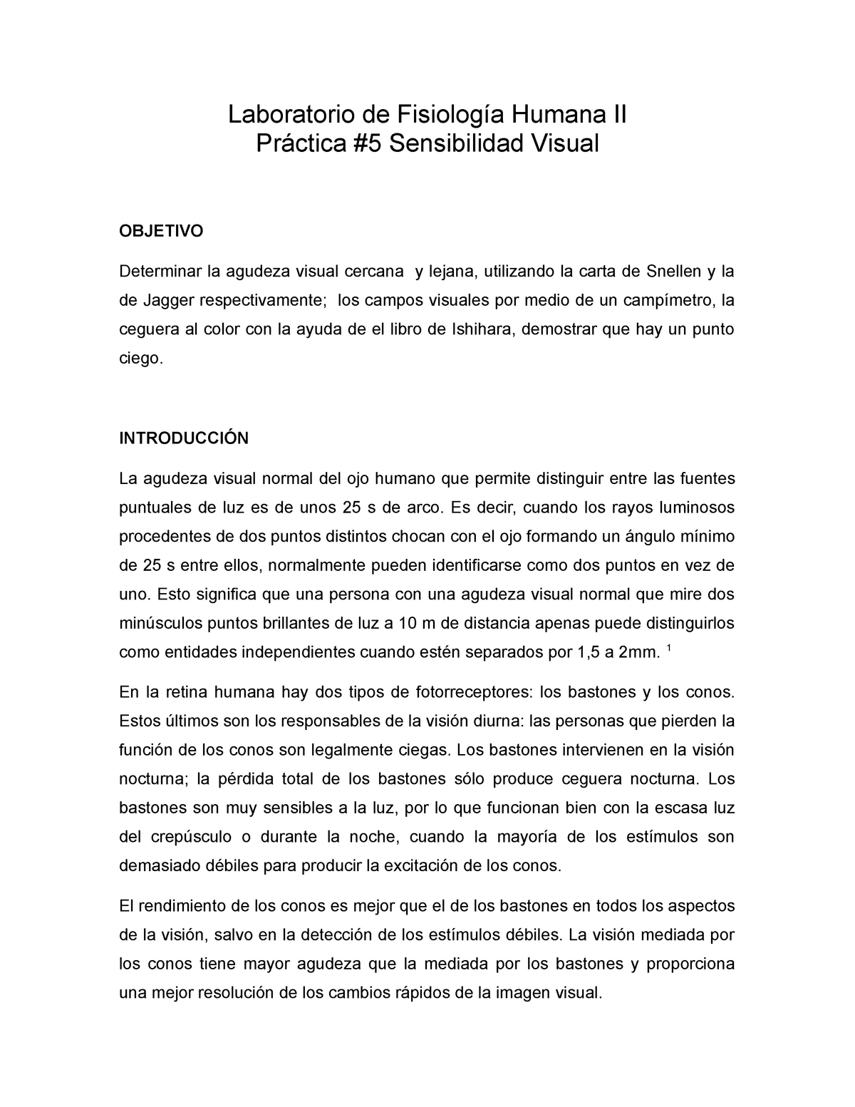 Practica 5 Sensibilidad Visual Laboratorio De Fisiologia Humana Ii Practica 5 Sensibilidad Visual Studocu