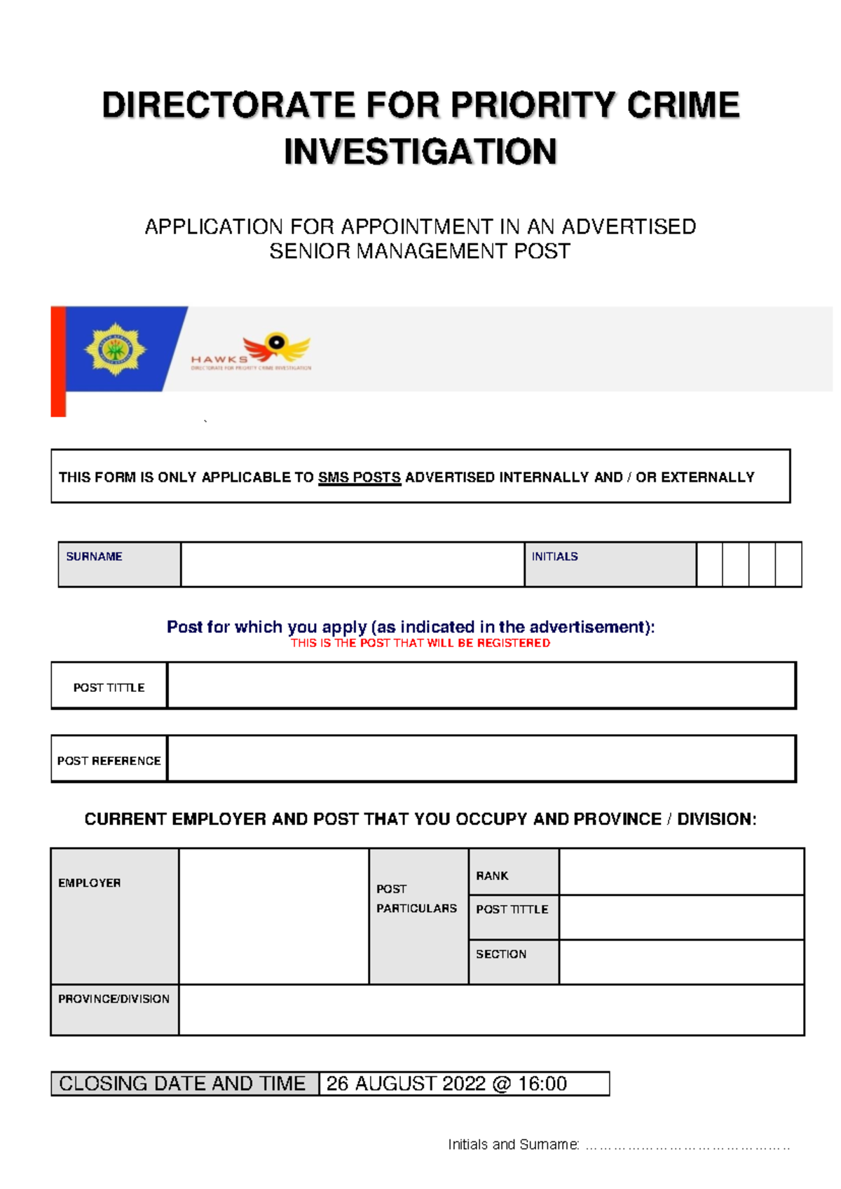 Sms application form dpci closing 20220826 DIRECTORATE FOR PRIORITY