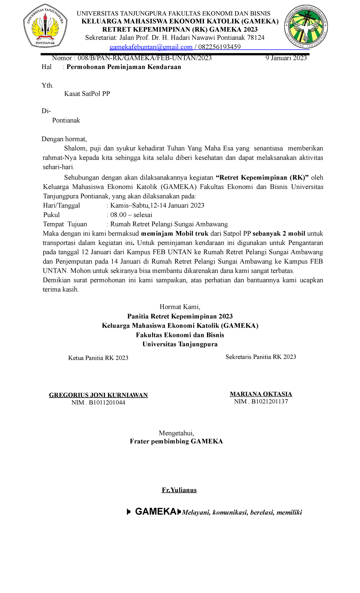 Surat satpol pp enak yang universitas tanjungpura fakultas ekonomi