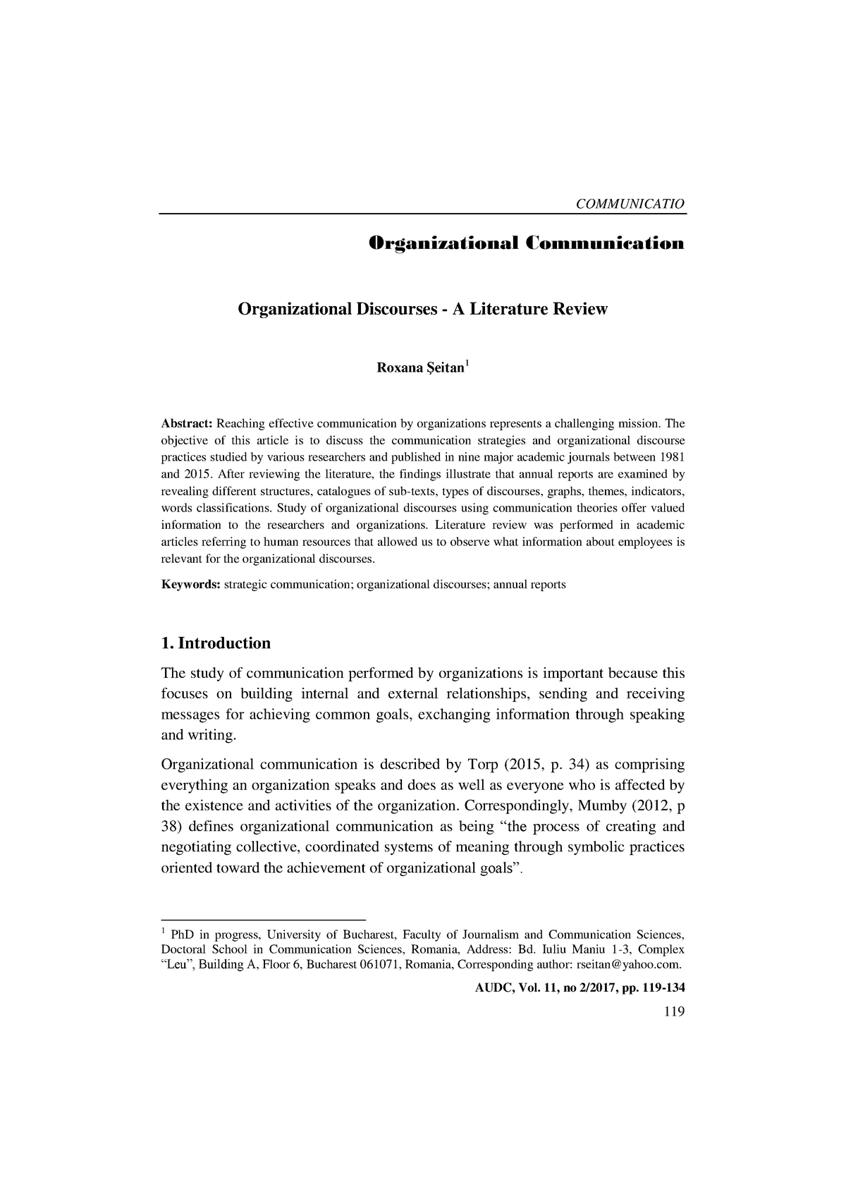 thesis organizational communication