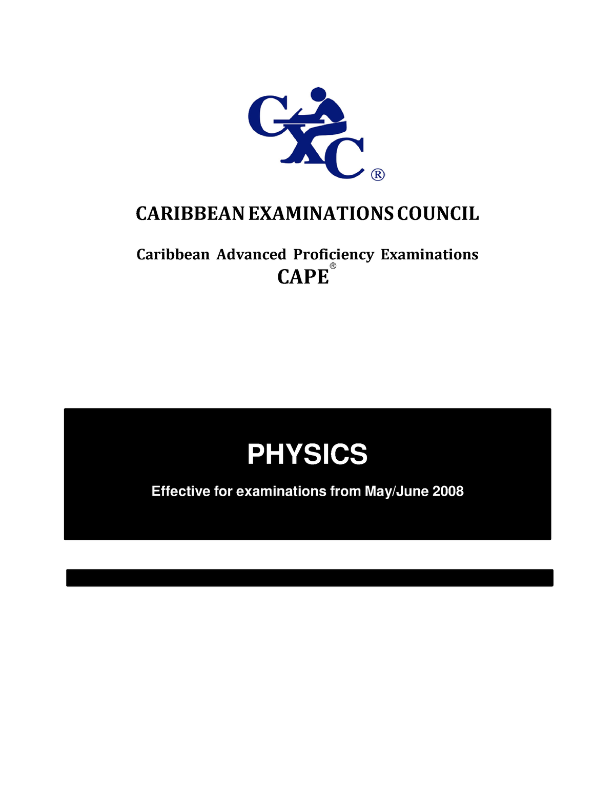 CAPE Physics CARIBBEAN EXAMINATIONS COUNCIL Caribbean Advanced   Thumb 1200 1553 