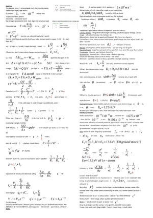 PHSI191 sheet 1 - PHSI 191—Formula sheet Common maths formulas and ...