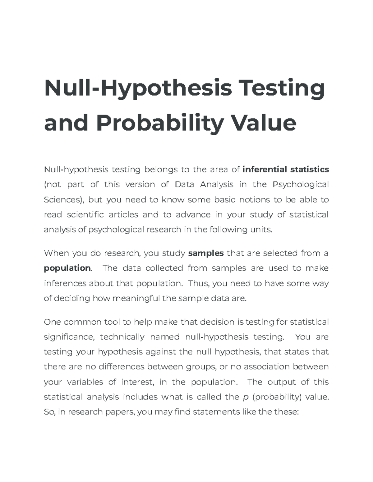 null hypothesis testing proof