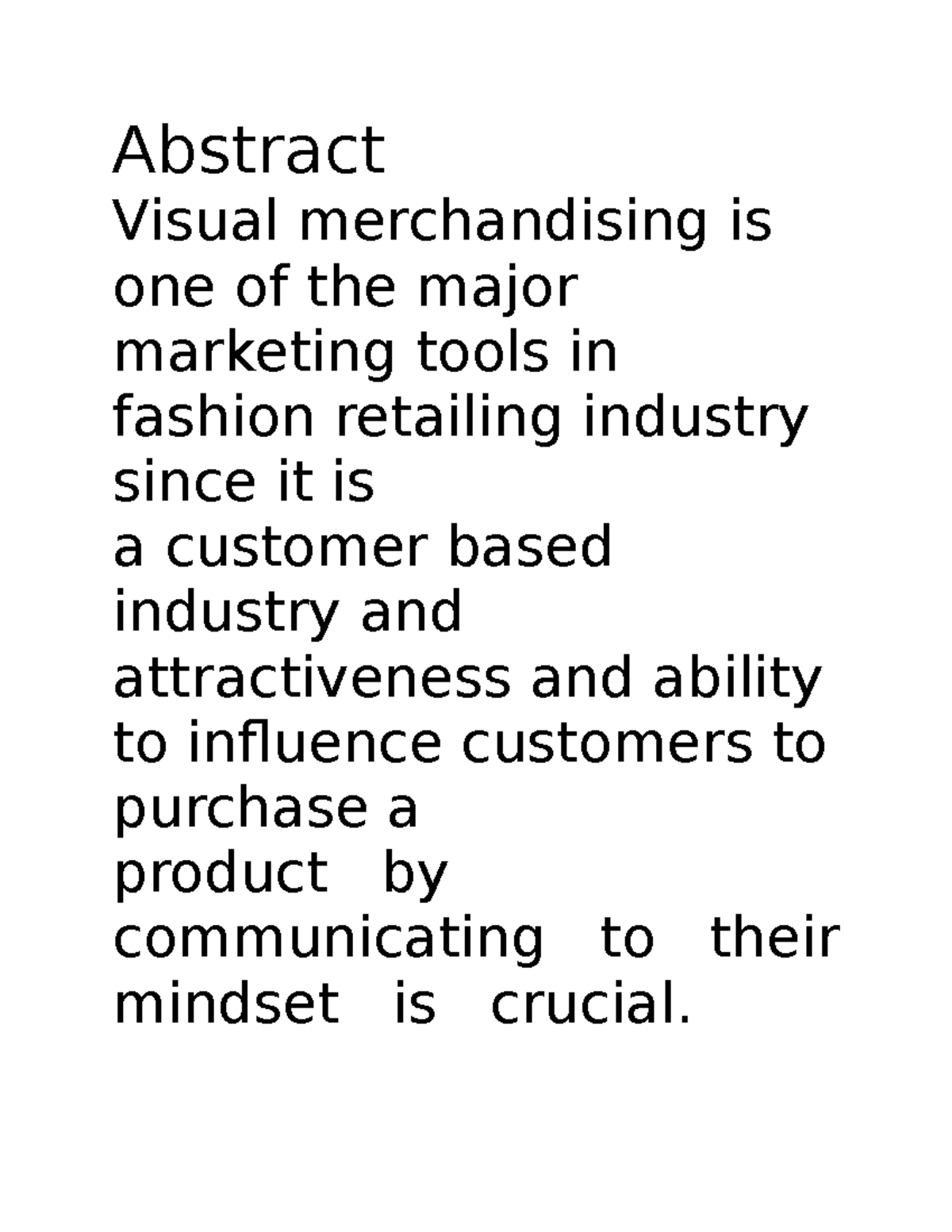 Abstract assigment bba - Abstract Visual merchandising is one of the ...