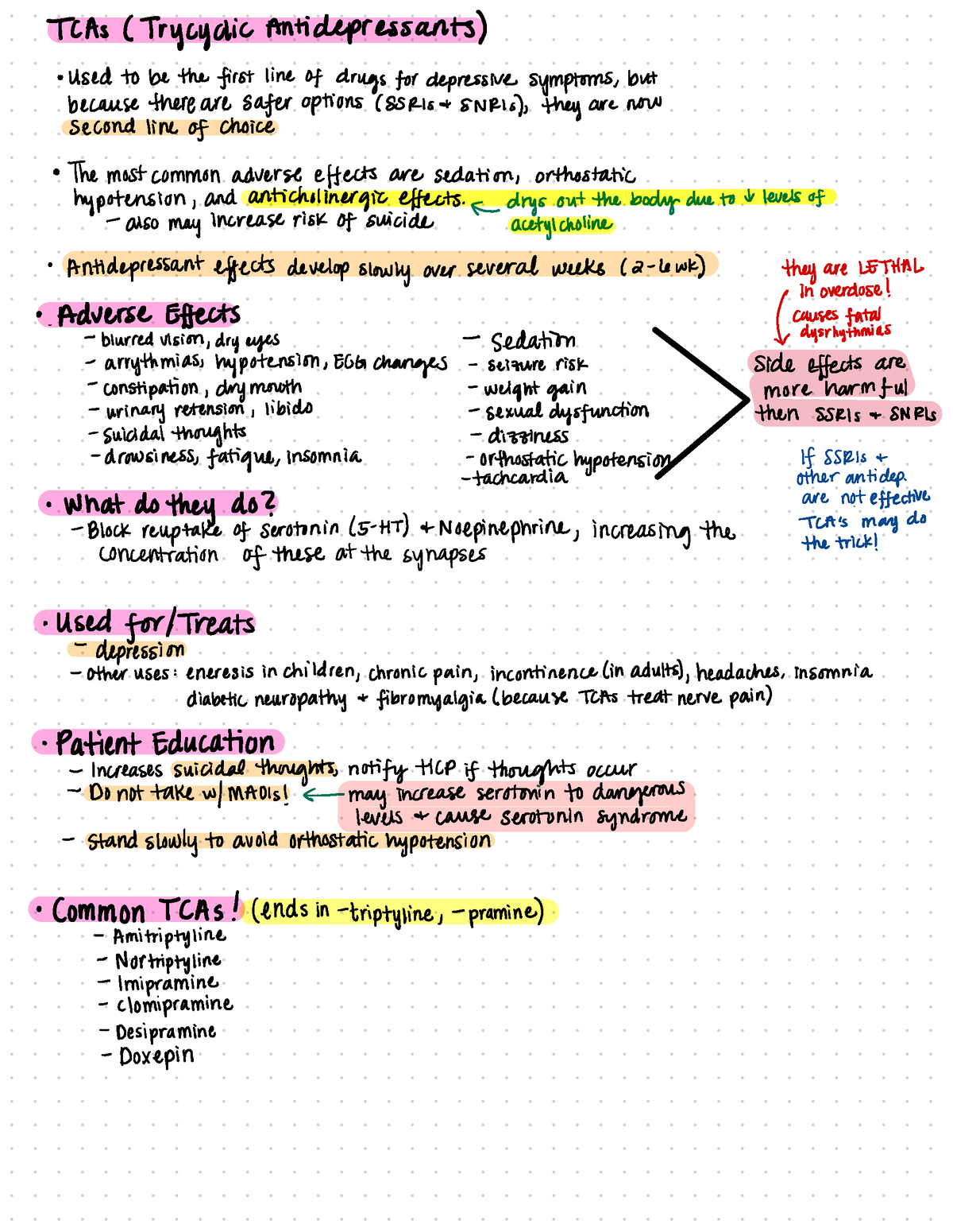 Antianxiety Drugs 4 - TCAs ( Trycyclic Antidepressants) • Used to be ...