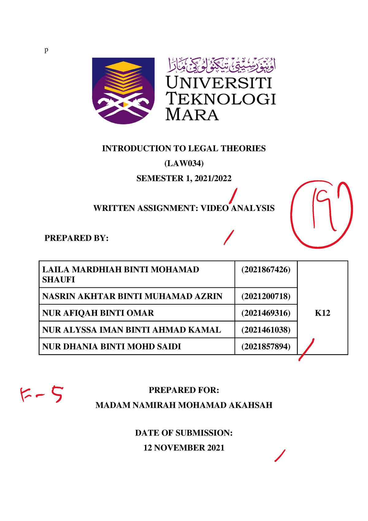 written assignment law034