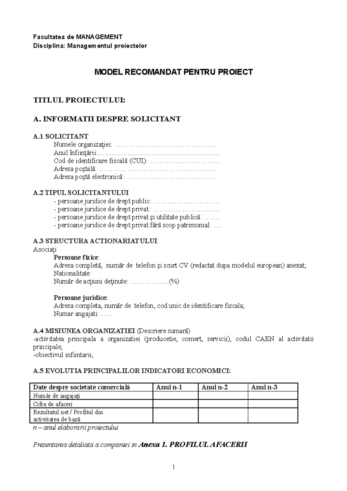 Model de proiect 2021 MAN - Facultatea de MANAGEMENT Disciplina ...