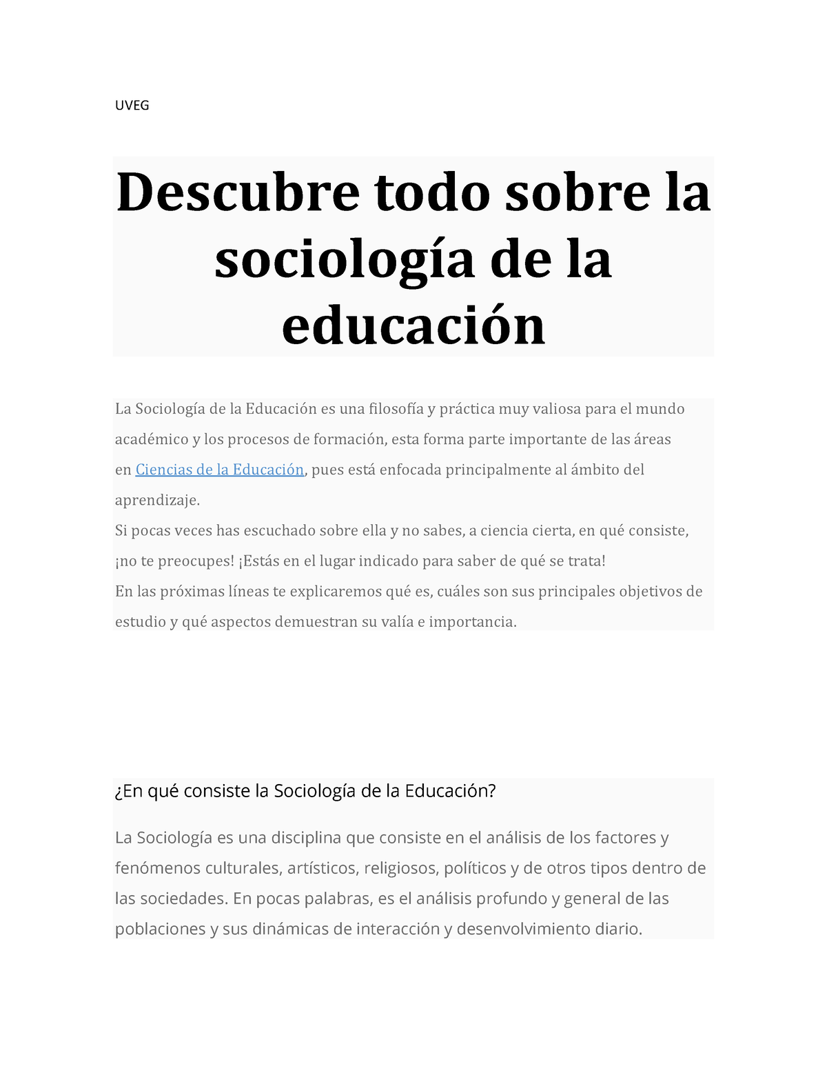 Uveg Sociologia De La Educacion Uveg Descubre Todo Sobre La SociologÌa De La EducaciÛn La 3196