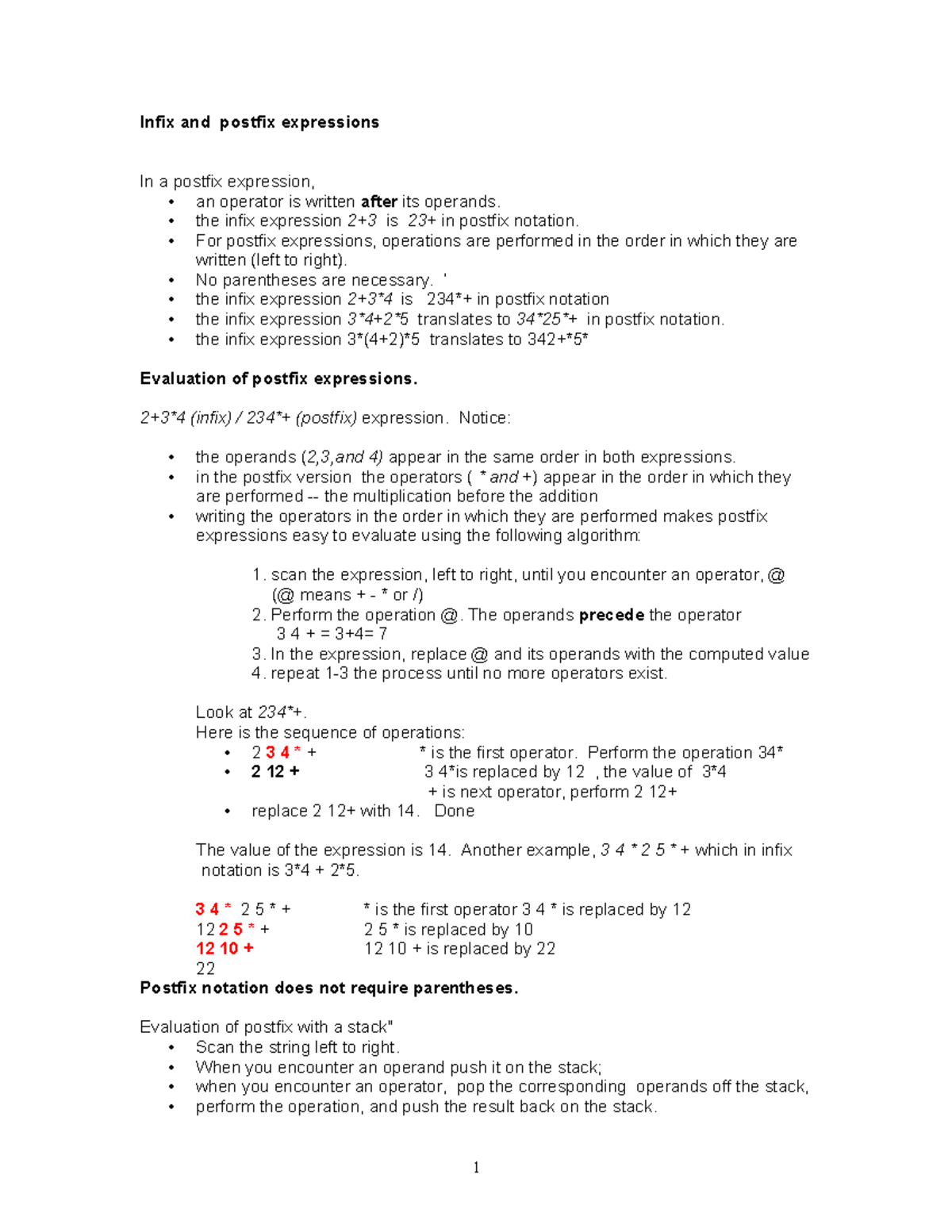 Infix and postfix expressions - the infix expression 2+3 is 23+ in ...