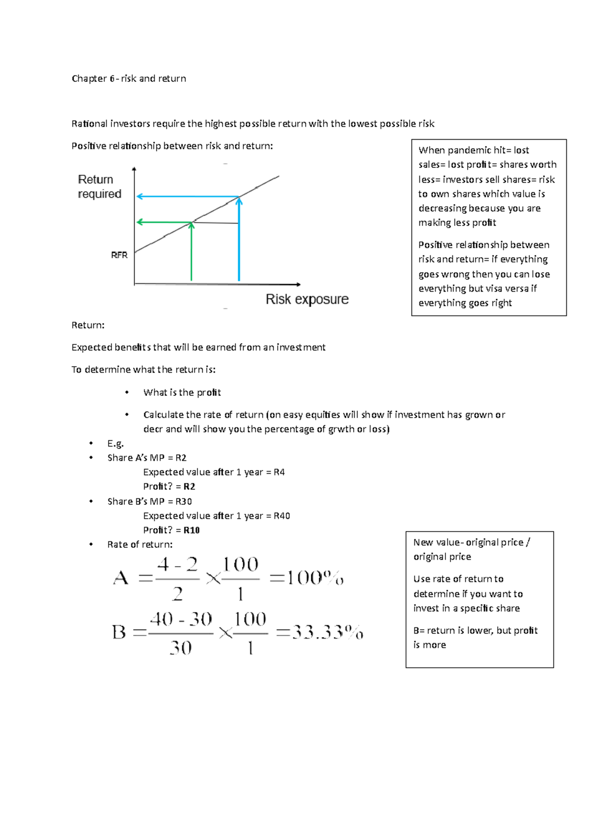 Busman 142 Chapter 6 - Chapter 6- risk and return Rational investors ...