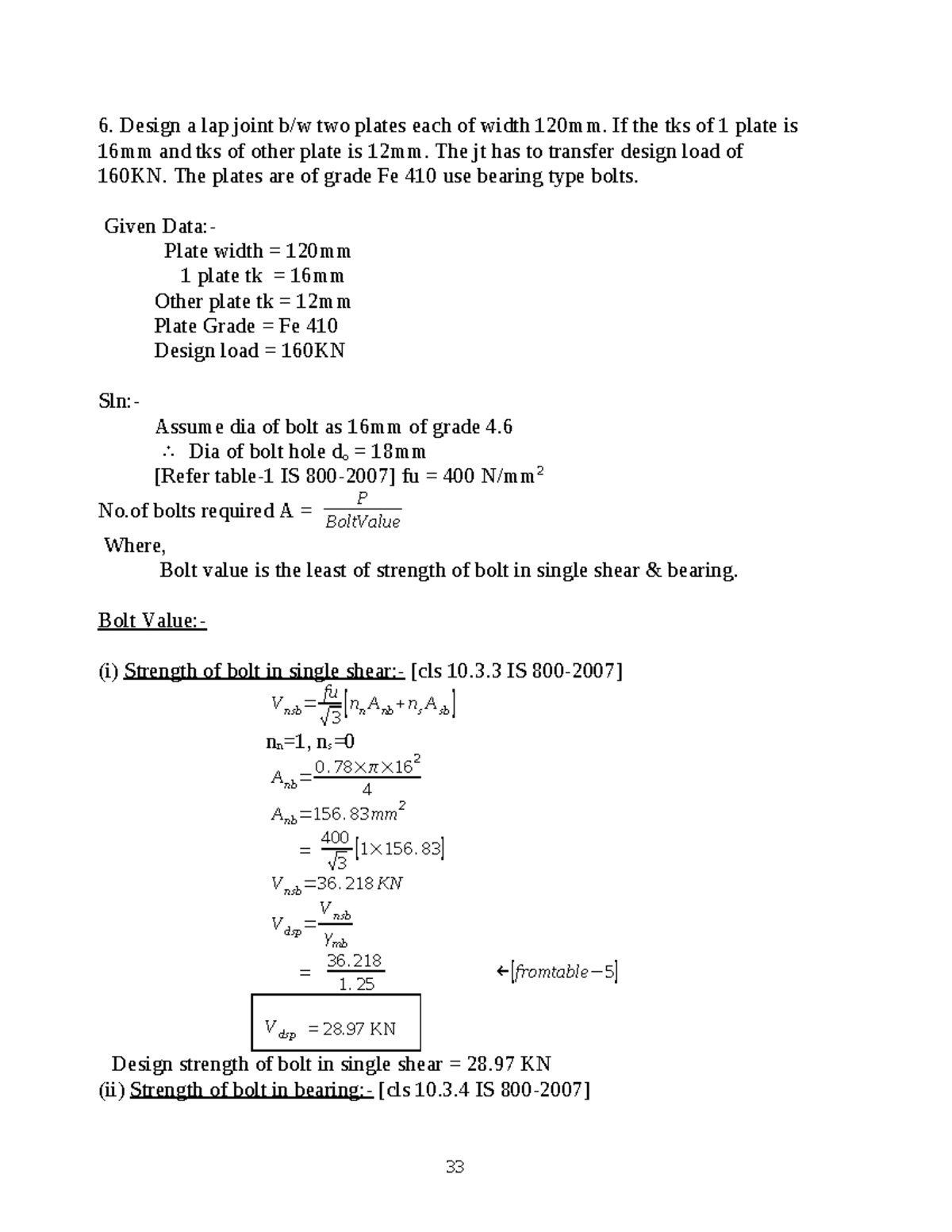 4 Design of steel structures-Design of lap joint - 6. Design a lap ...