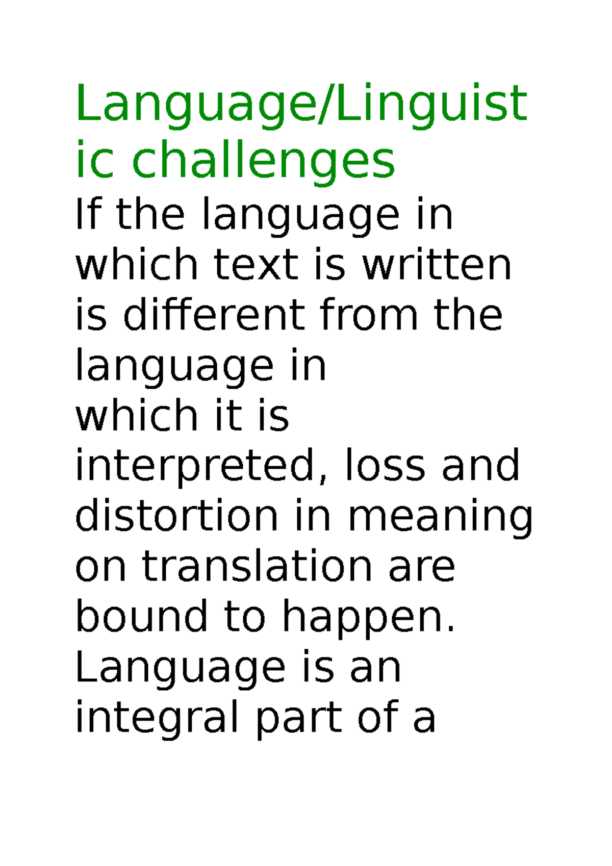 Problems in interpretation of texts CPP - Language/Linguist ic ...