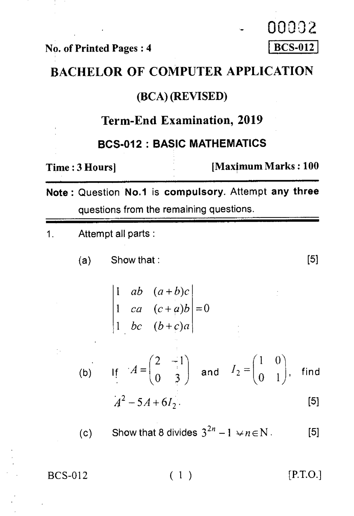 BCS-012 June 2019 - Question Papers For BCS 012 From June 2020 To ...