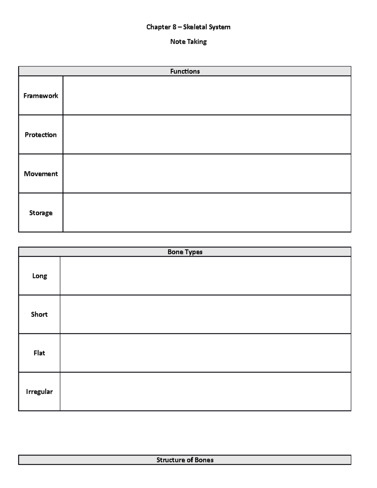 Thib Ch8 Note Taking Helper - Chapter 8 – Skeletal System Note Taking ...