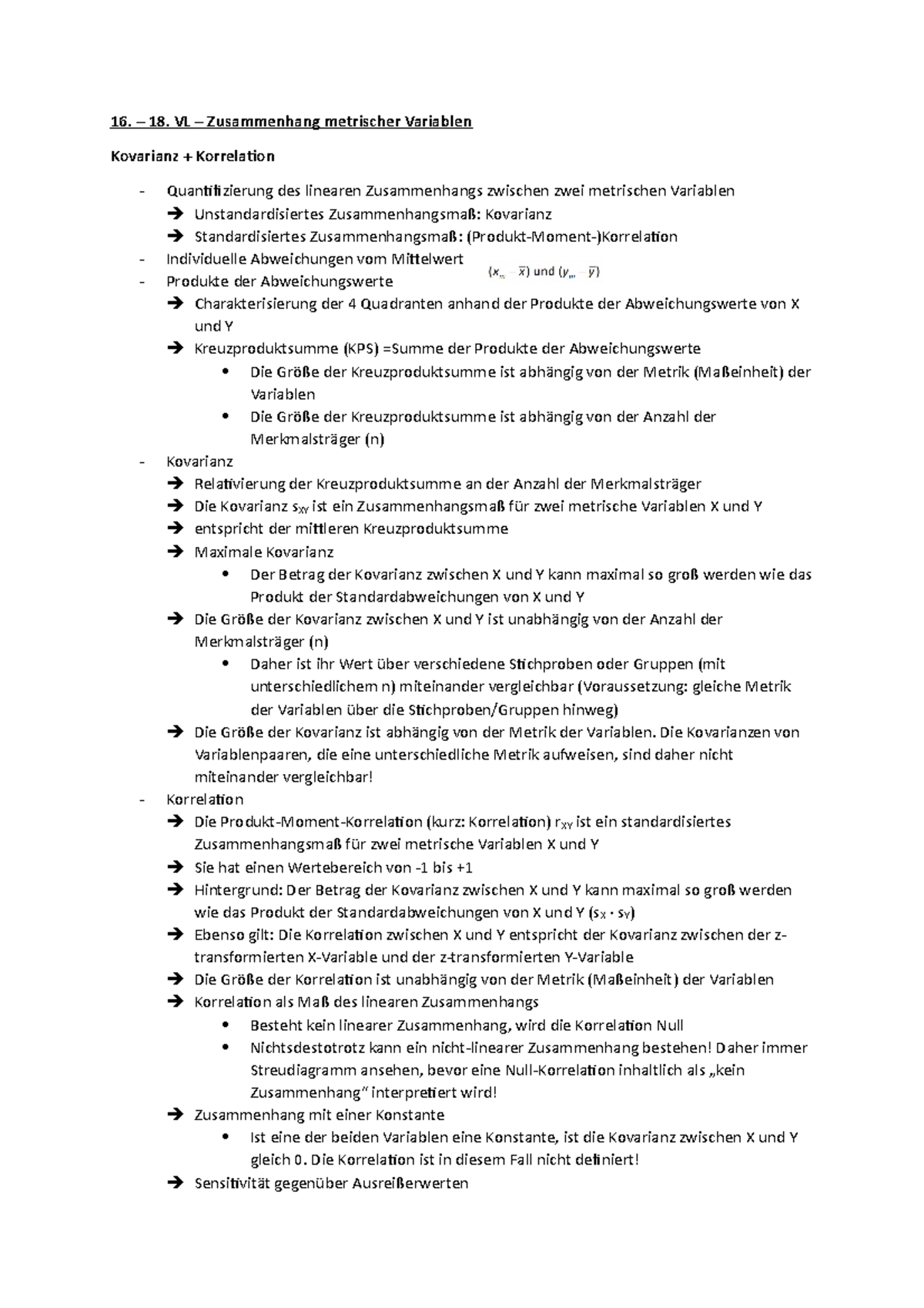 Zusammenhang metrischer Variablen - – 18. VL – Zusammenhang metrischer ...