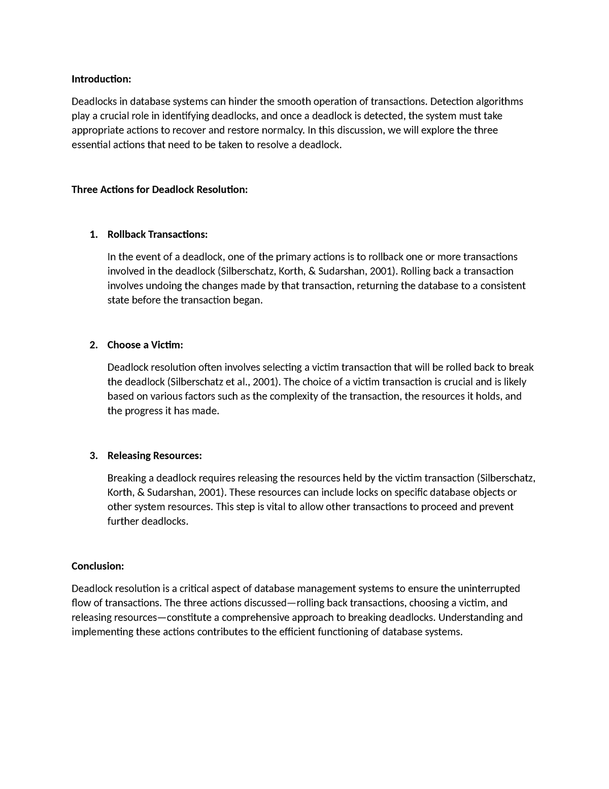 Assignment 02 Databases - Introduction: Deadlocks In Database Systems 