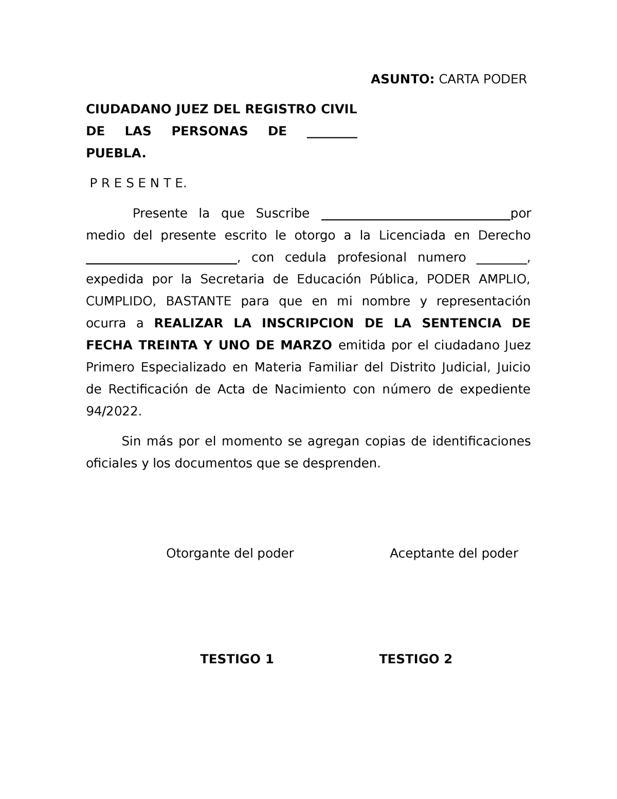 Carta poder subir - CUANDO REALIZAS UNA CORRECCION DE ACTA DE ...