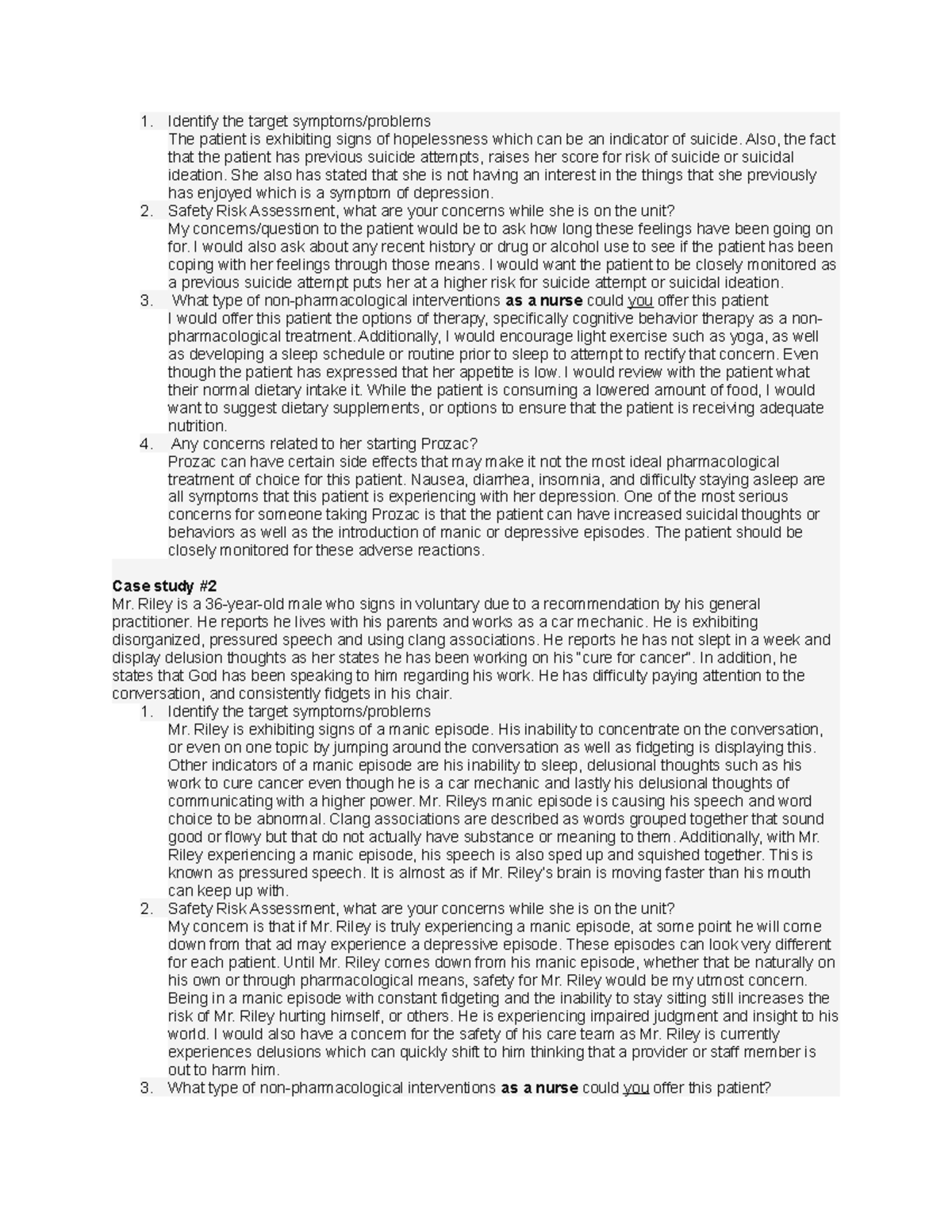 61523 Case Studies Case Study Identify the target symptoms