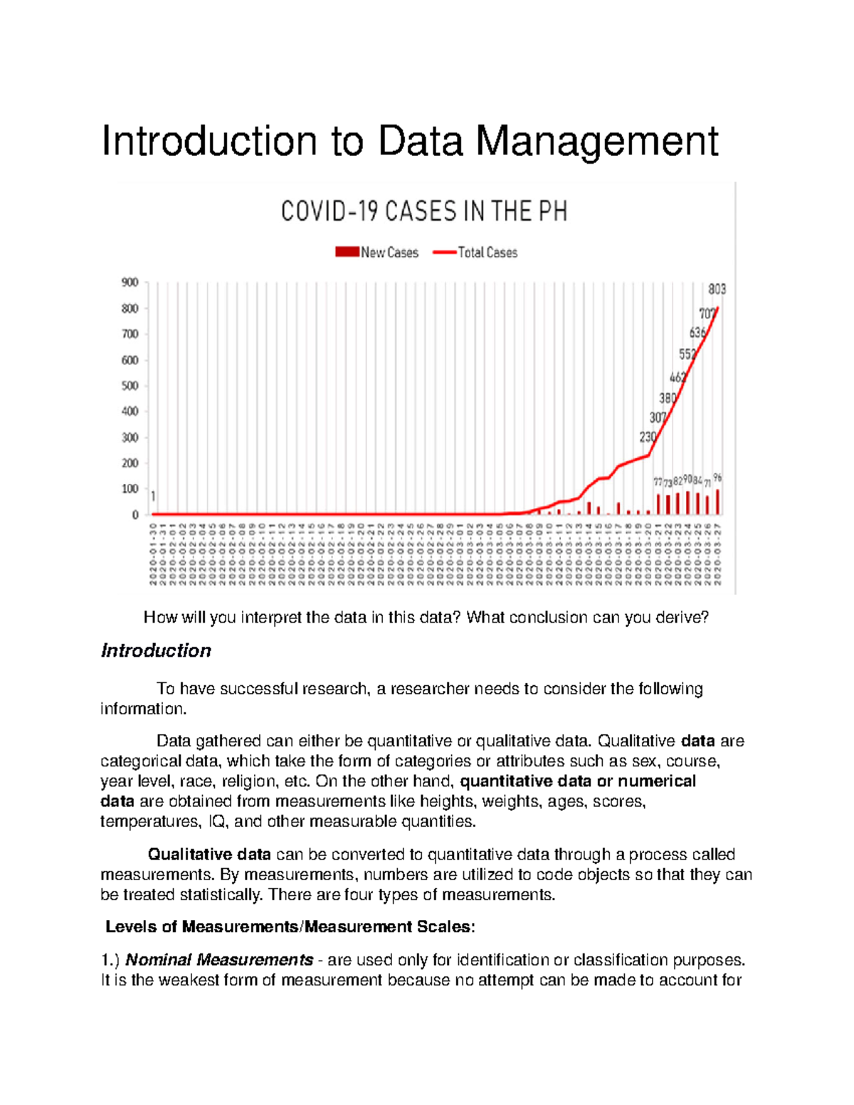 Introduction to Data Management Introduct ion to Dat a Management How will you interpret the