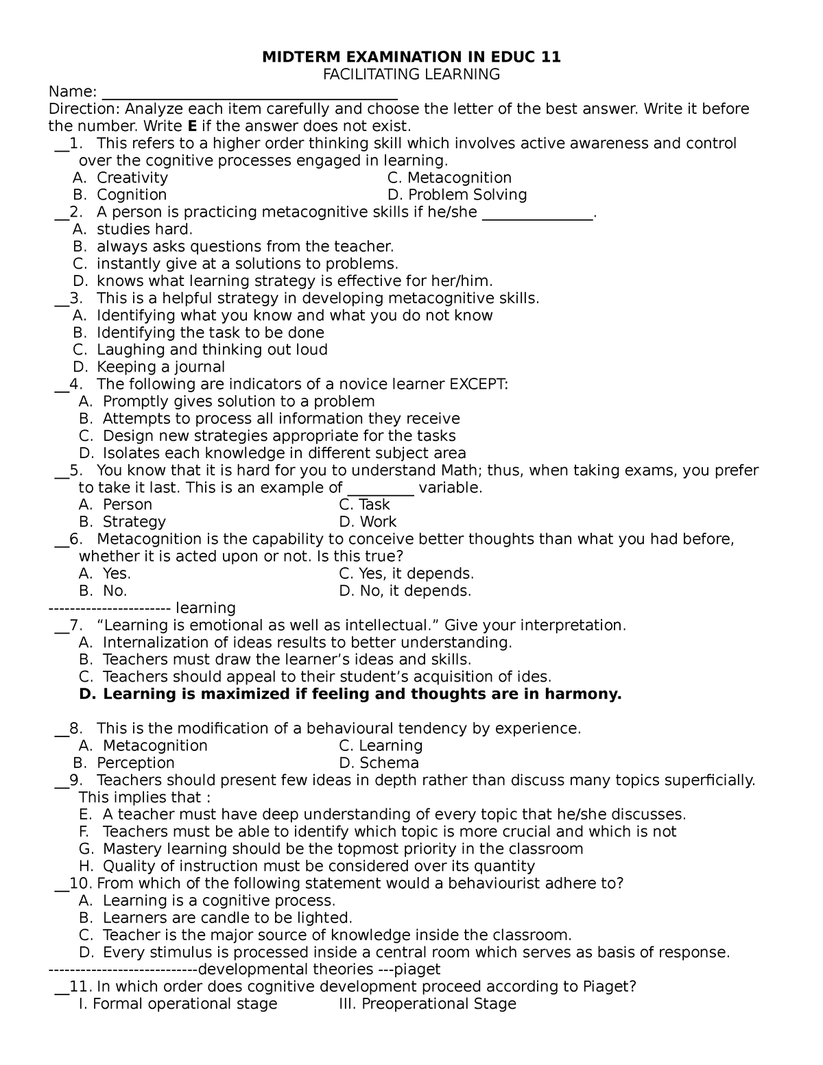 Test-in-facilitating-learning compress - MIDTERM EXAMINATION IN EDUC 11 ...