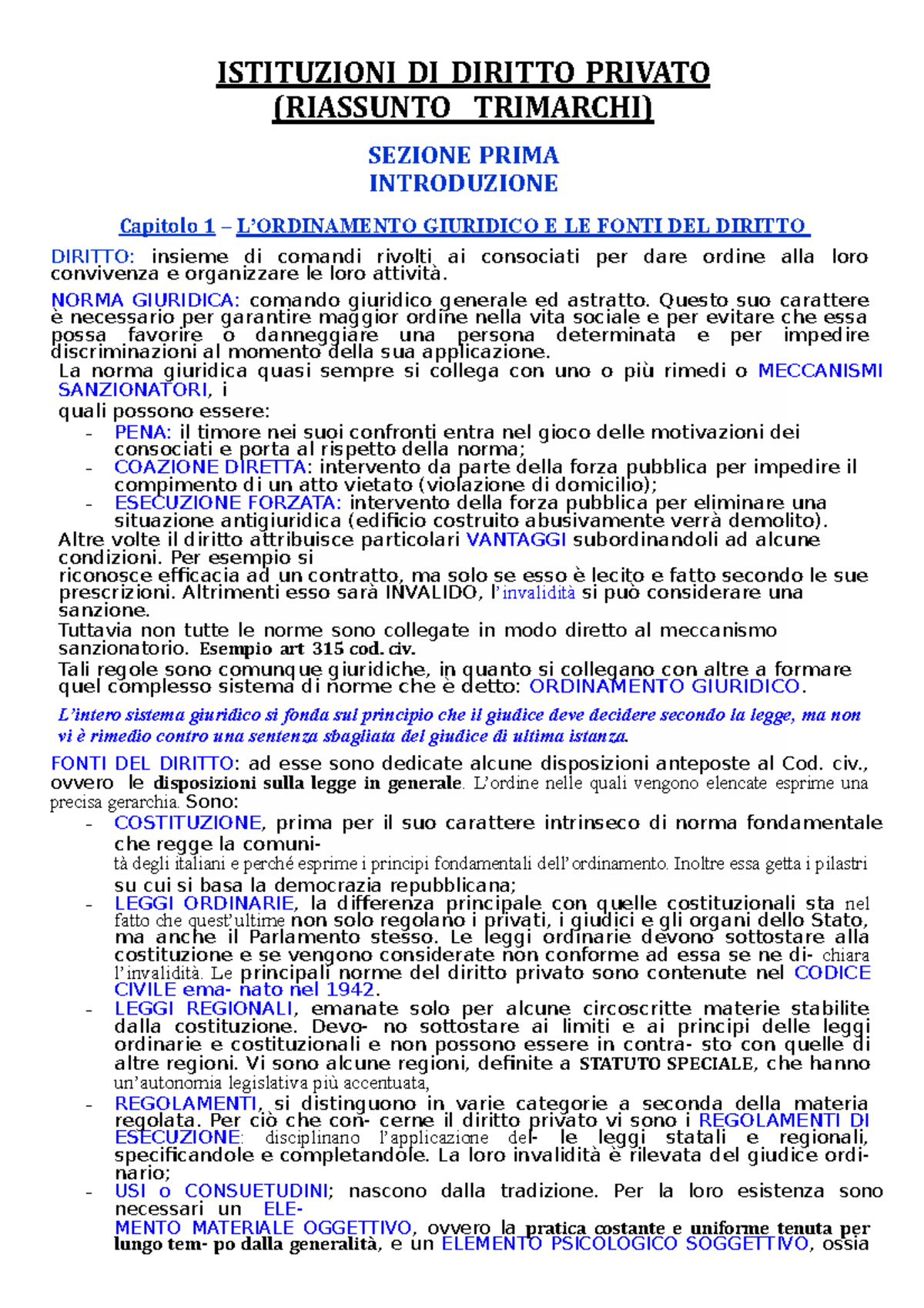 Privato pdf - ISTITUZIONI DI DIRITTO PRIVATO (RIASSUNTO TRIMARCHI ...