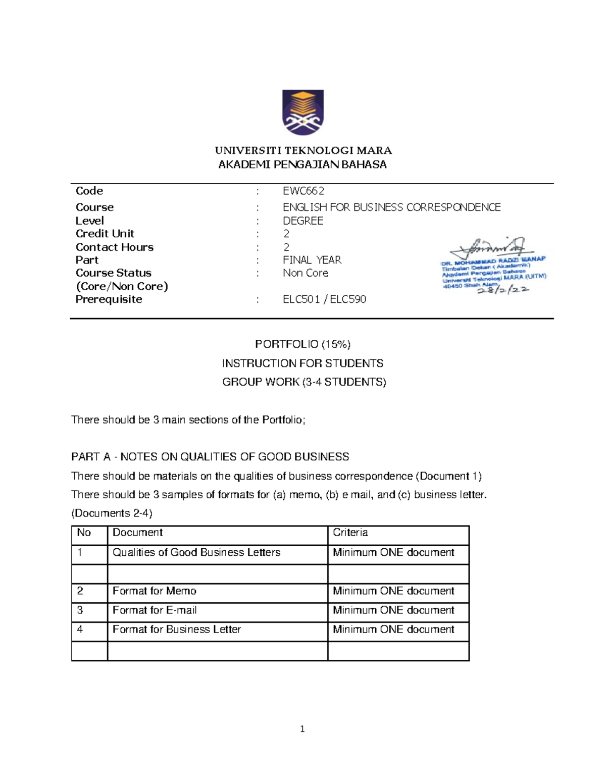 Portfolio Rubrics Student Version Odl 5 0 20224 1 Universiti