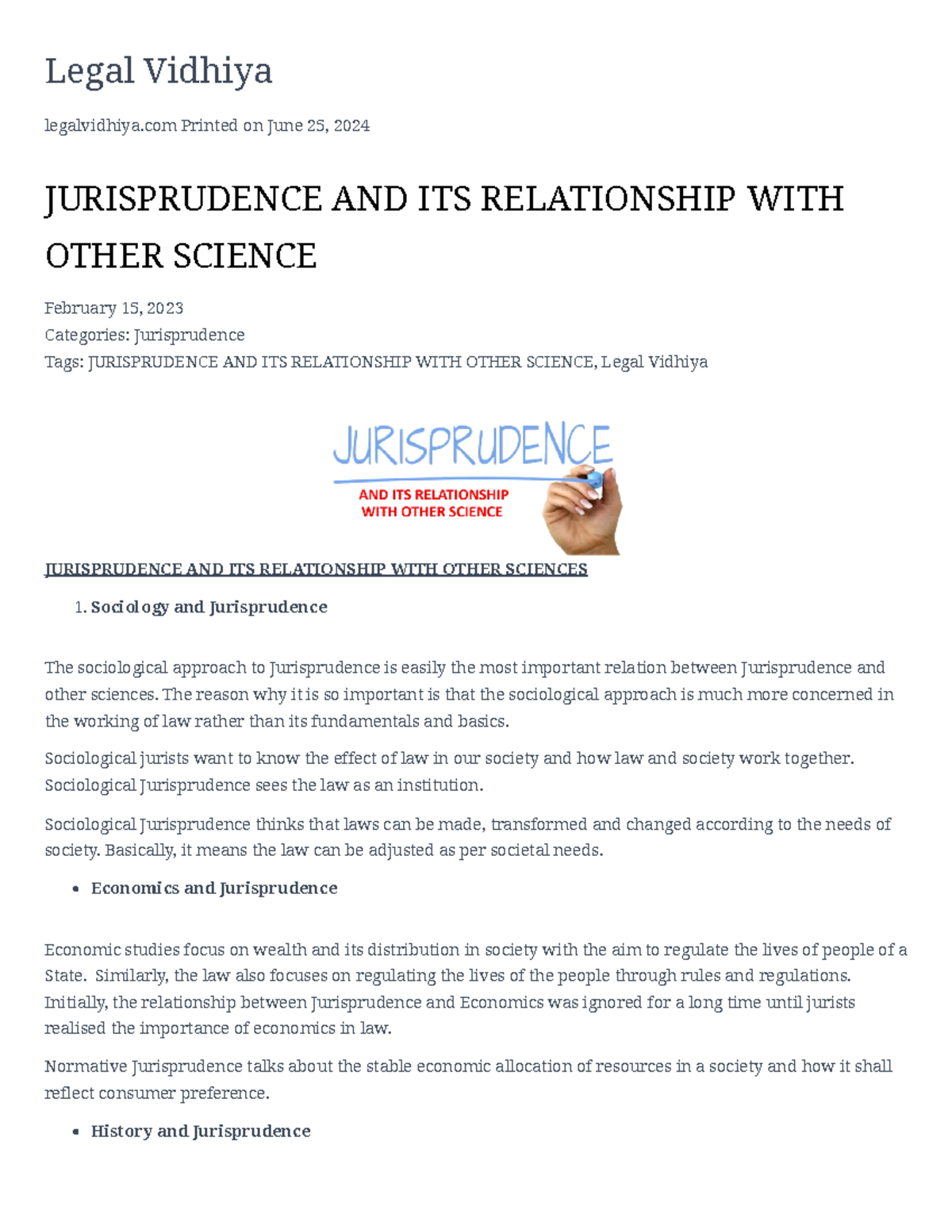 Jurisprudence AND ITS Relationship WITH Other Science – Legal Vidhiya ...