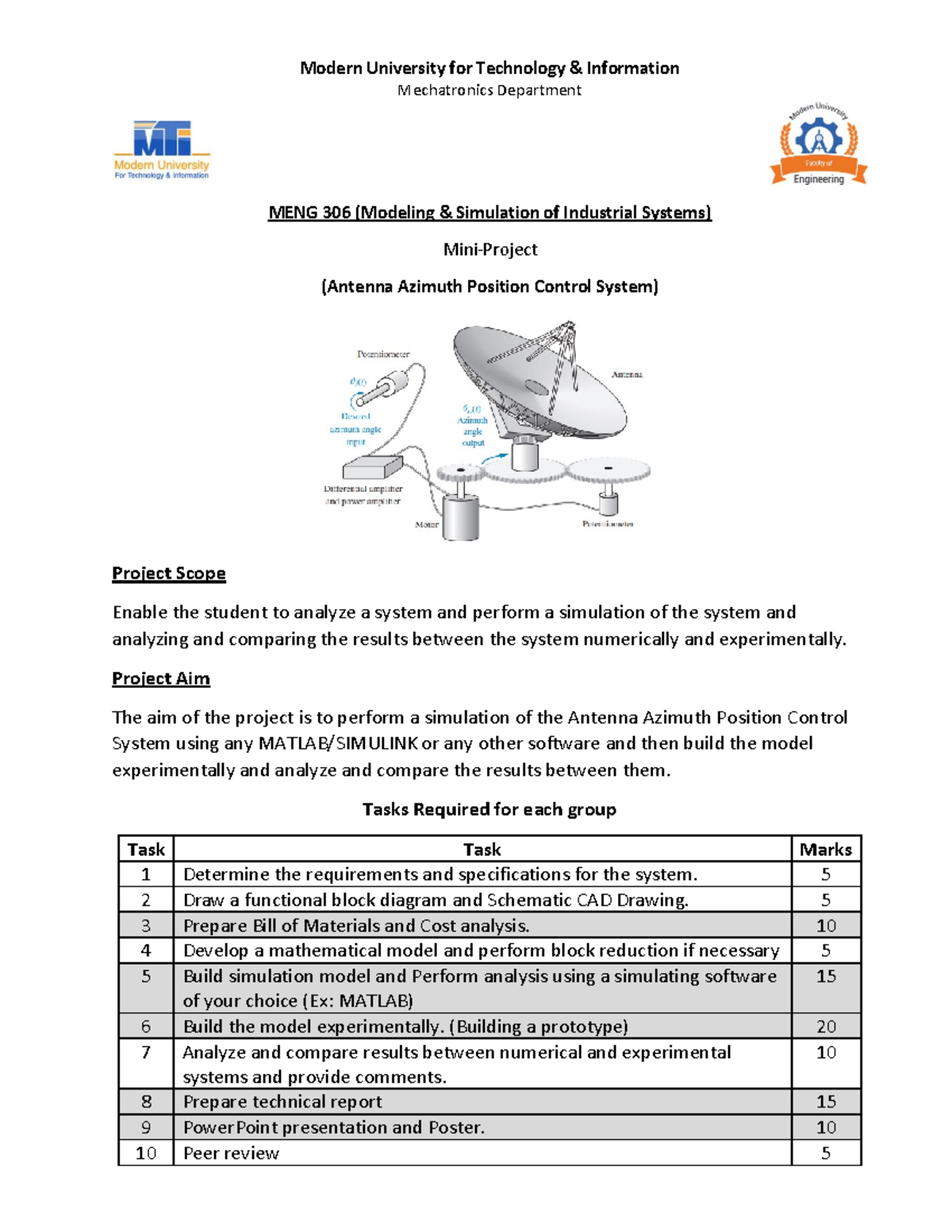 Project proposal - Simulation - Mechatronics Department MENG 306 ...