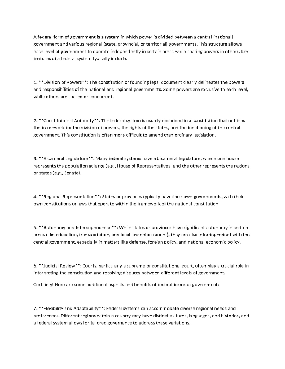 Federal form of govt - gsdfghrsthgtrhfghbfg - A federal form of ...