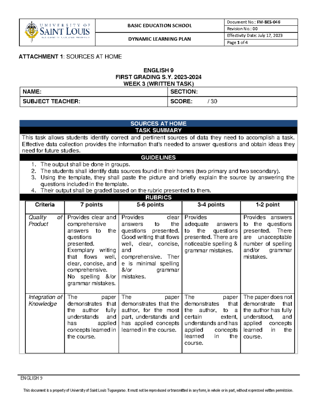 WEEK 3- Sources at Home (Performance Task) - BASIC EDUCATION SCHOOL ...