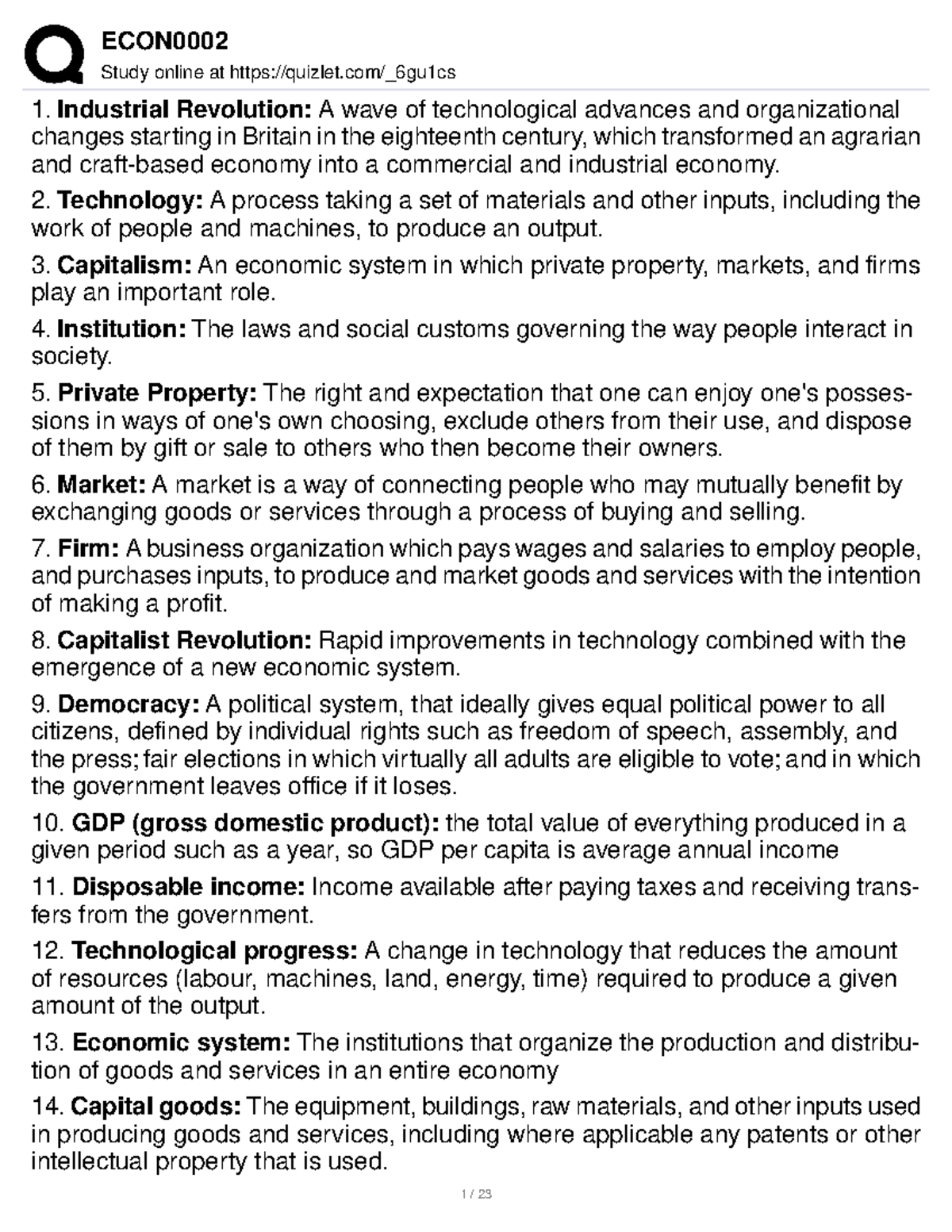 Unknown notes Study online at quizlet/_6gu1cs Industrial Revolution A wave of technological