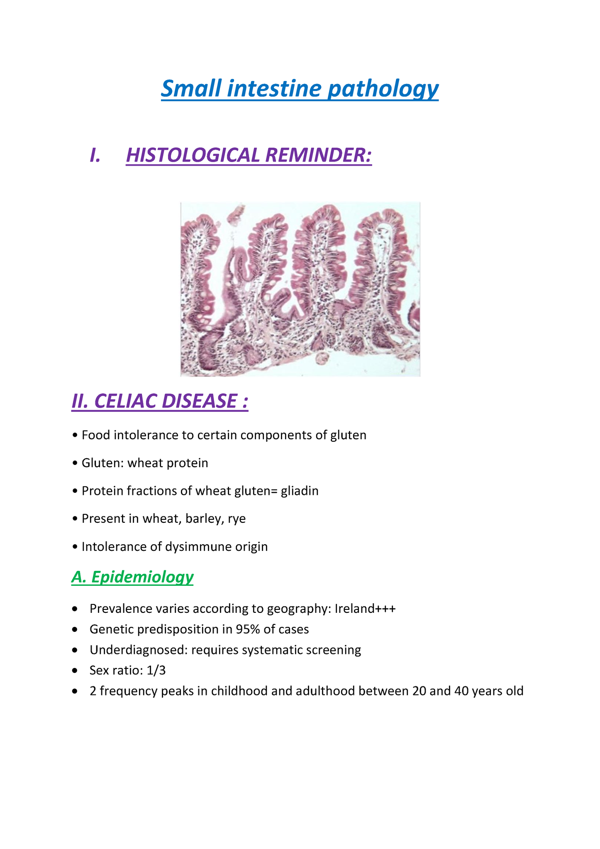 Small intestine pathology - HISTOLOGICAL REMINDER: II. CELIAC DISEASE ...