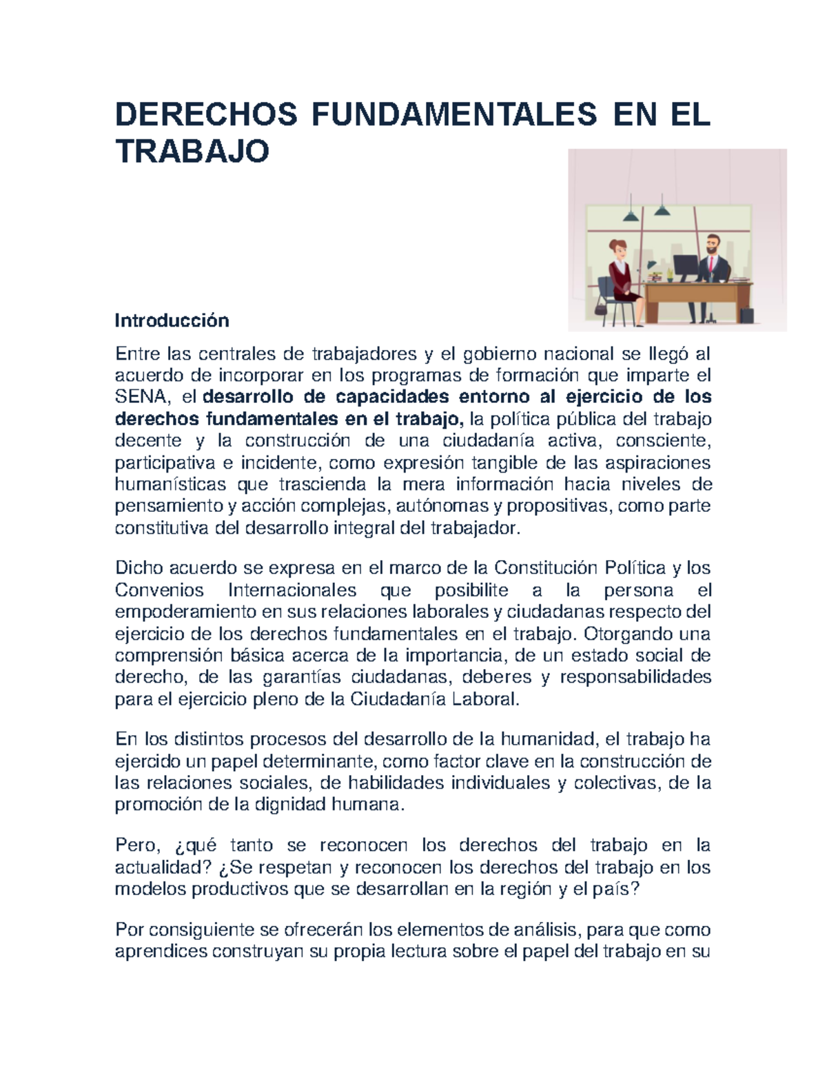 Derechos fundamentales del trabajo - DERECHOS FUNDAMENTALES EN EL ...