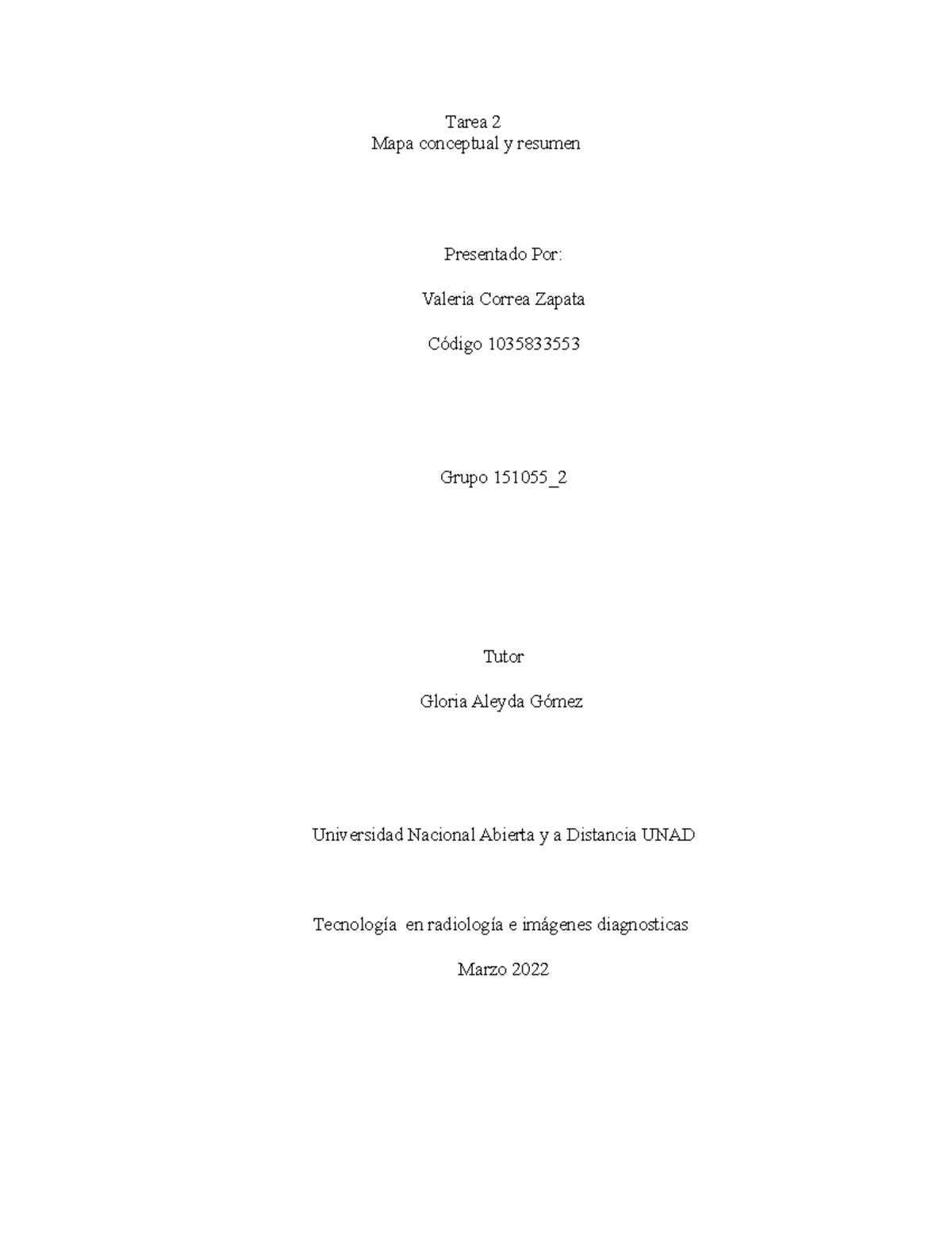 Primer Respondiente Valeria Correa Unad - Tarea 2 Mapa Conceptual Y ...