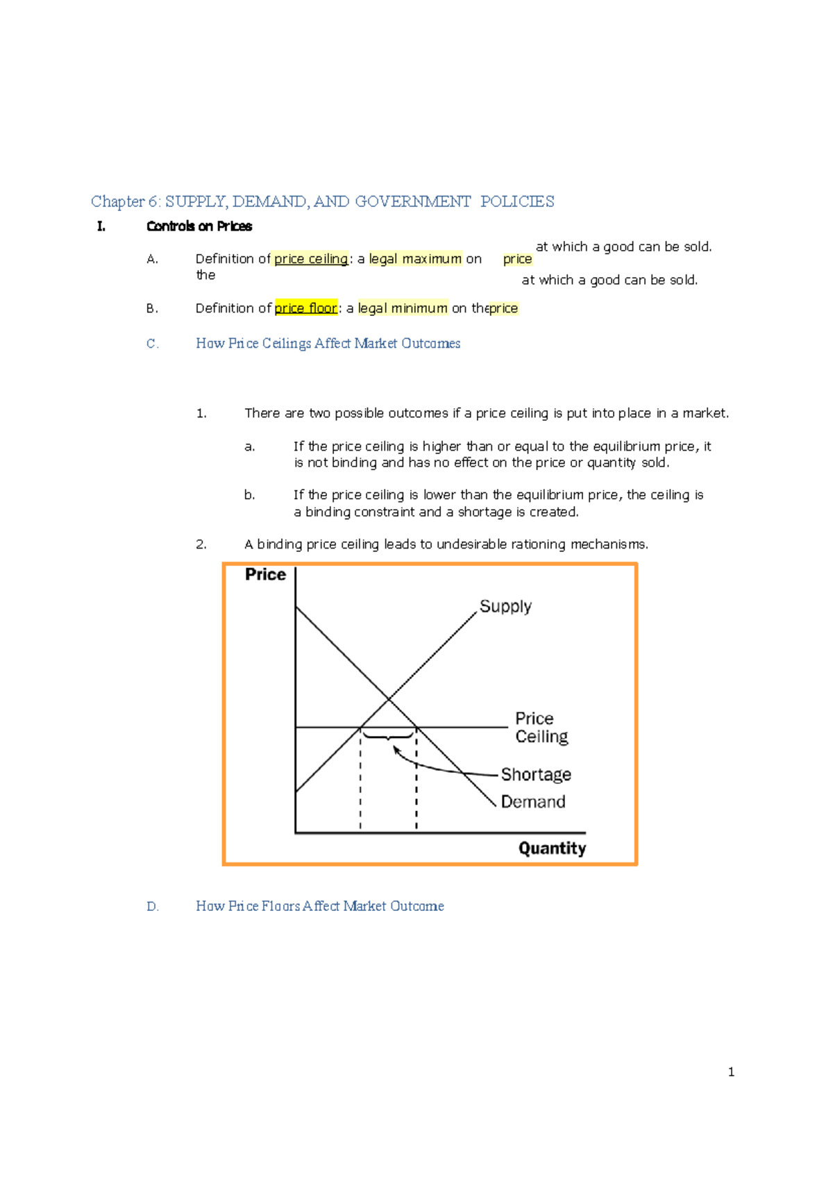 Chap 06 SUPPLY, DEMAND, AND GOVERNMENT POLICIES 1 price Chapter 6