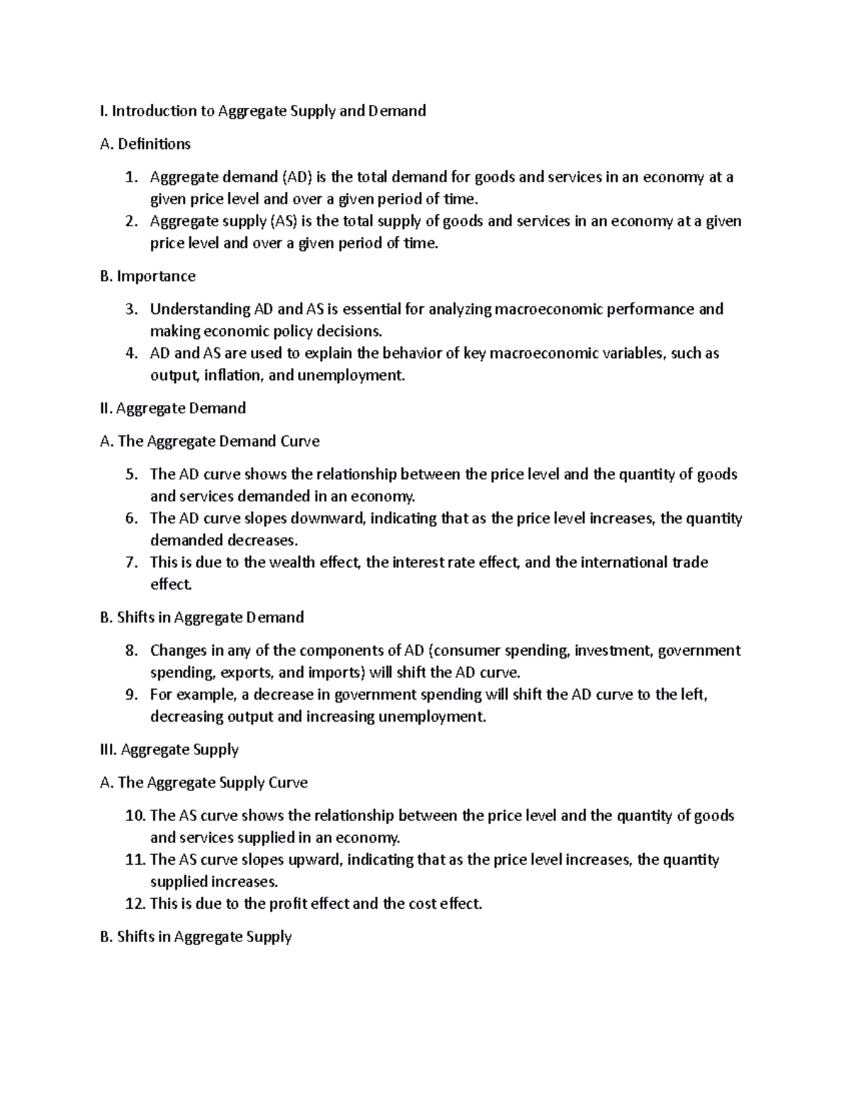 Aggregate Supply Demand - I. Introduction to Aggregate Supply and ...