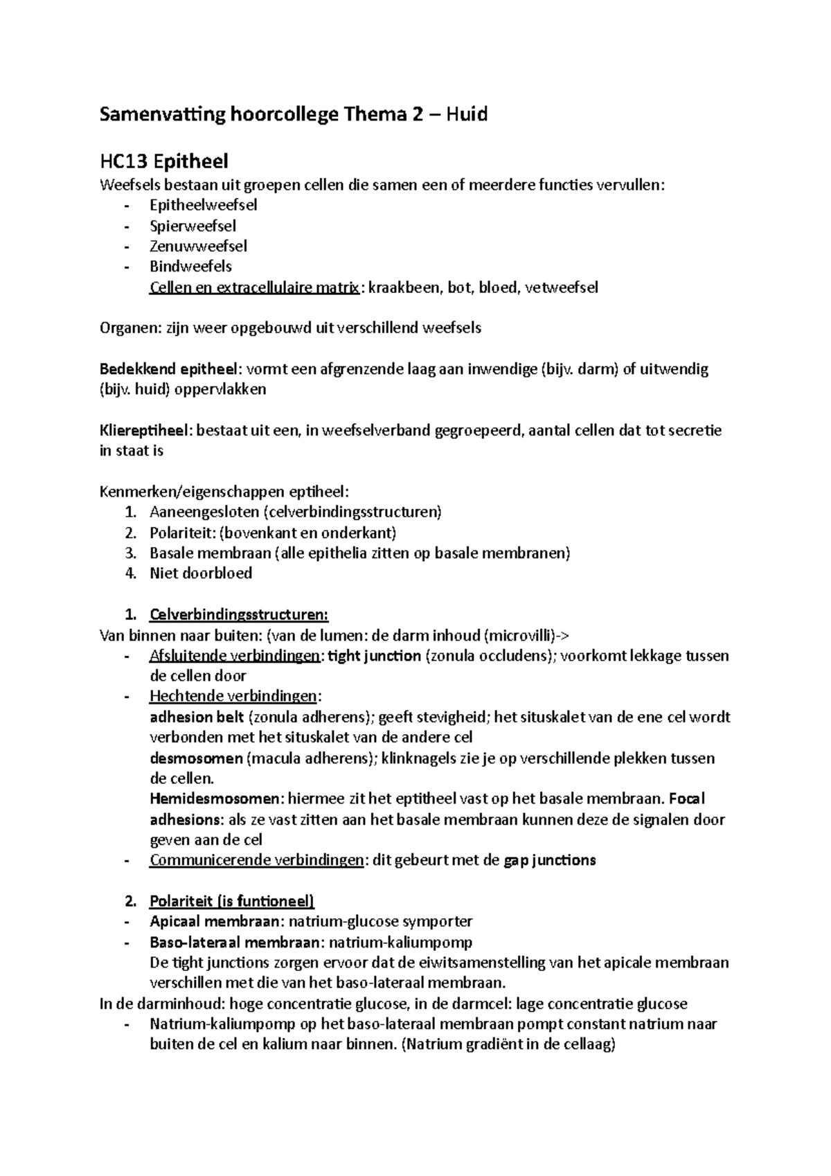 Geneeskunde Jaar Mens Tot Cel Samenvatting Hoorcolleges Thema Samenvatting Hoorcollege