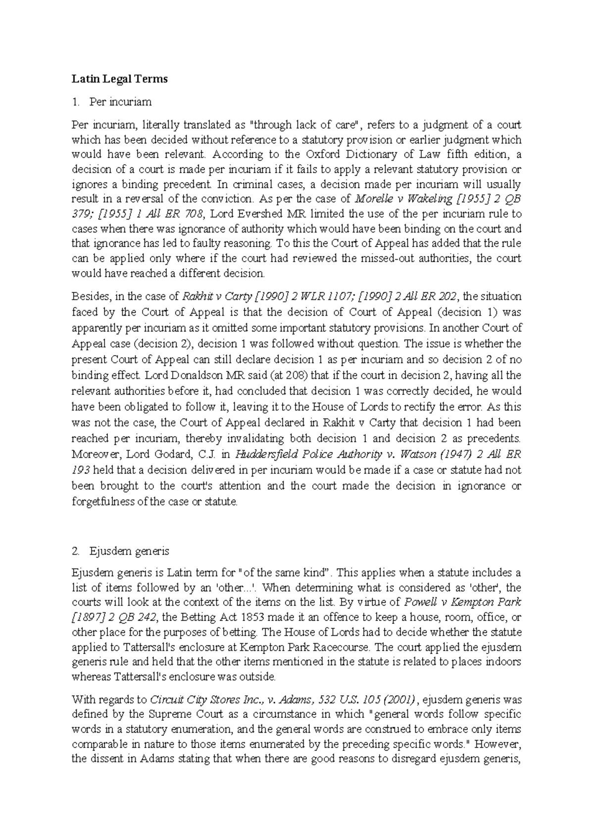 Latin Legal Terms - Latin Legal Terms Per incuriam Per incuriam ...
