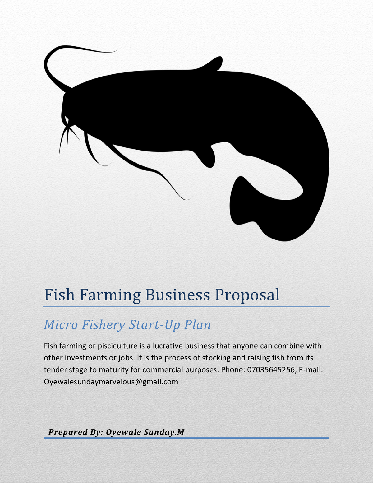 Fish Farming Startup Proposal - Fish Farming Business Proposal Micro ...