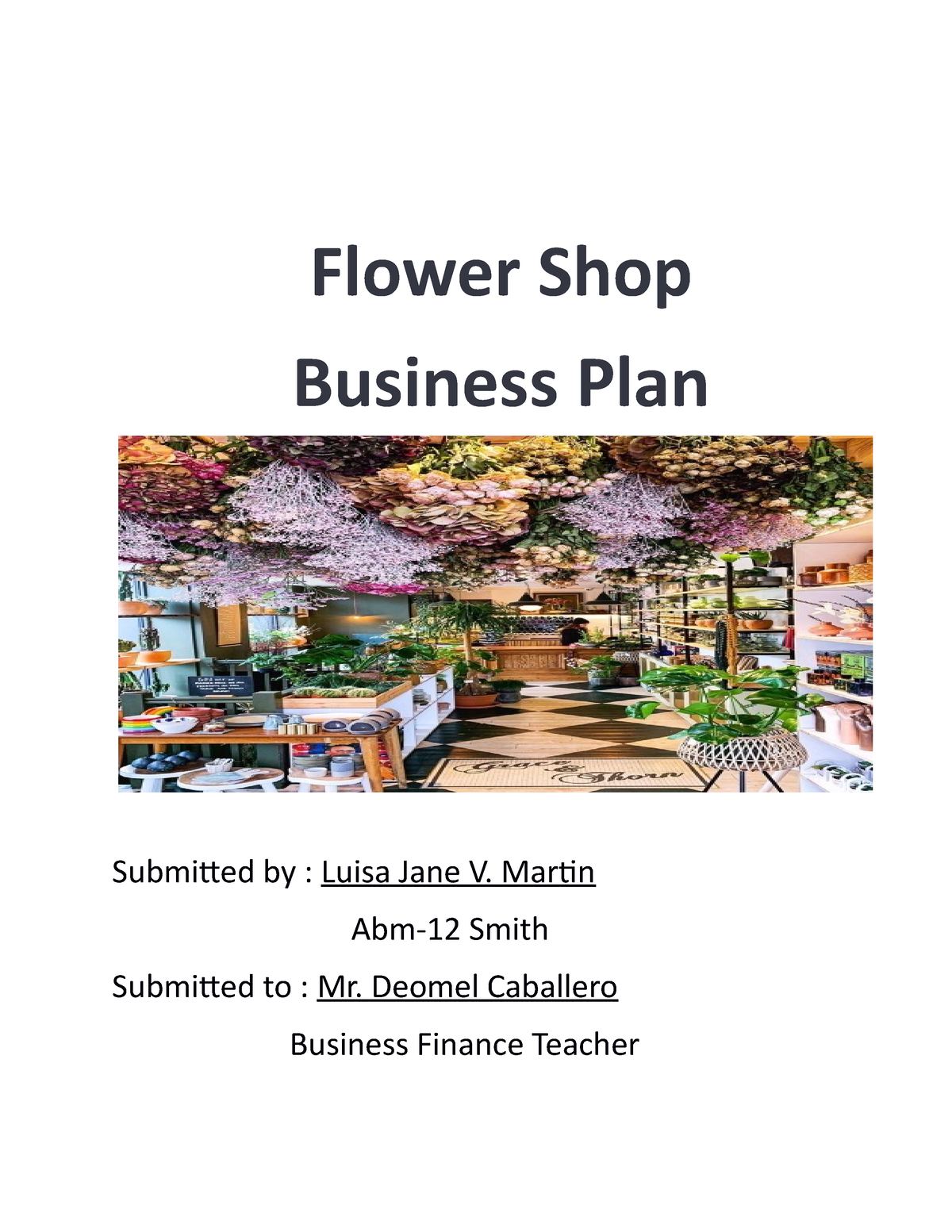 flower store business plan