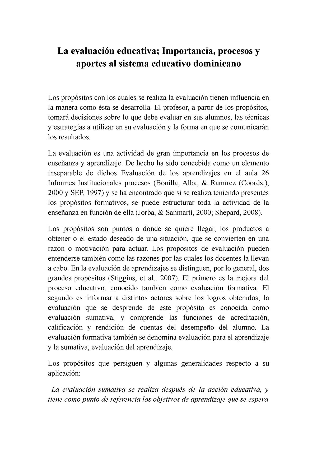 Ensayo Sobre La Evaluación Educativa - La Evaluación Educativa ...