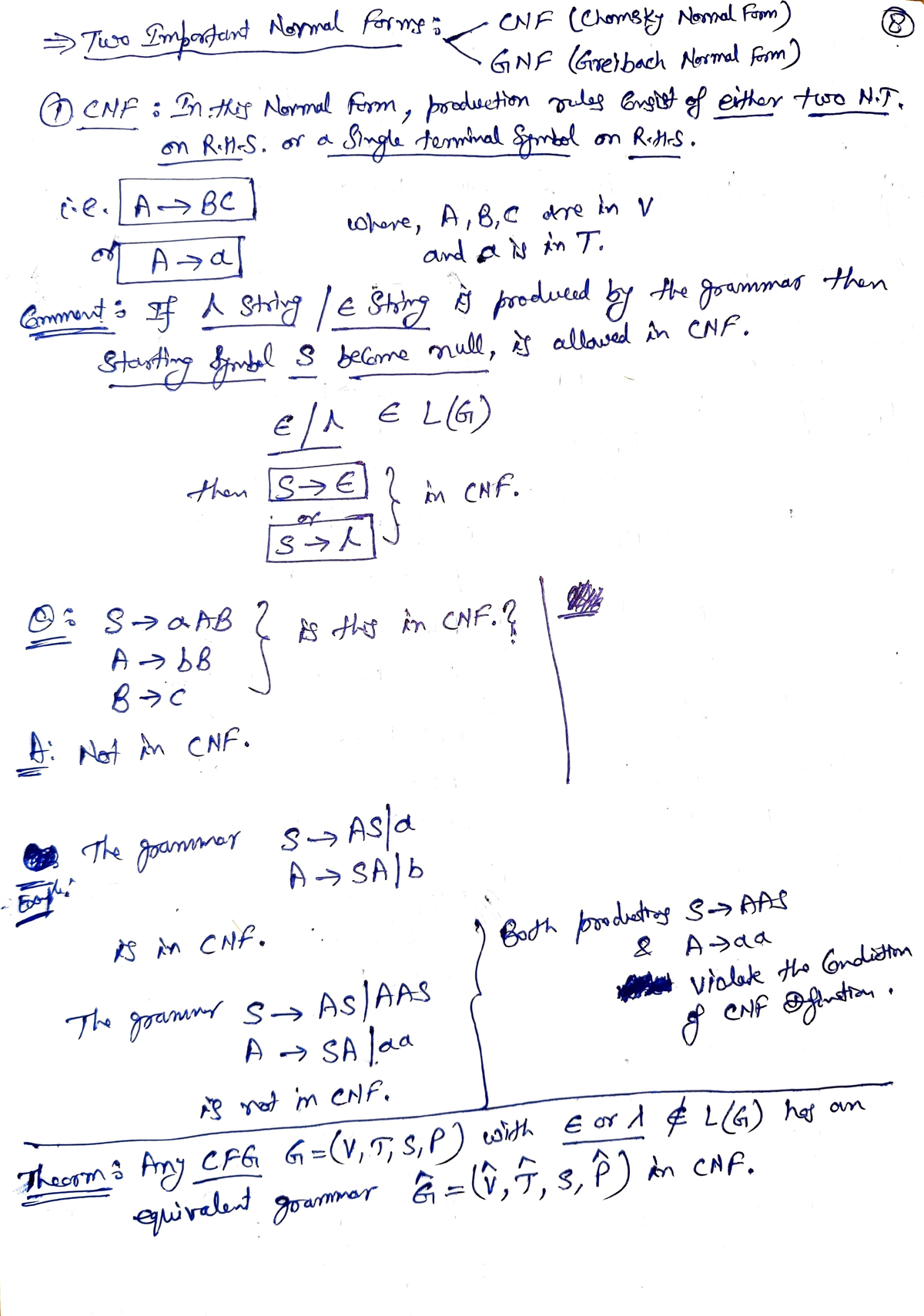 CNF - CNF - theory of automata and formal languages - Studocu