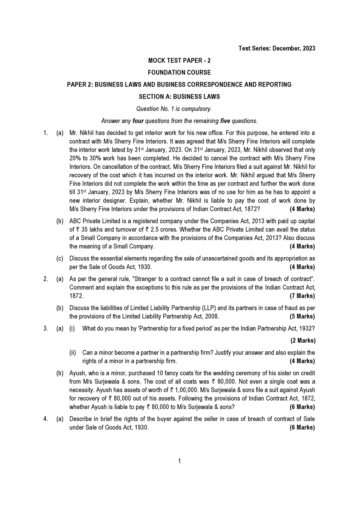 P Mtp D S Law Mtp December Test Series December Mock