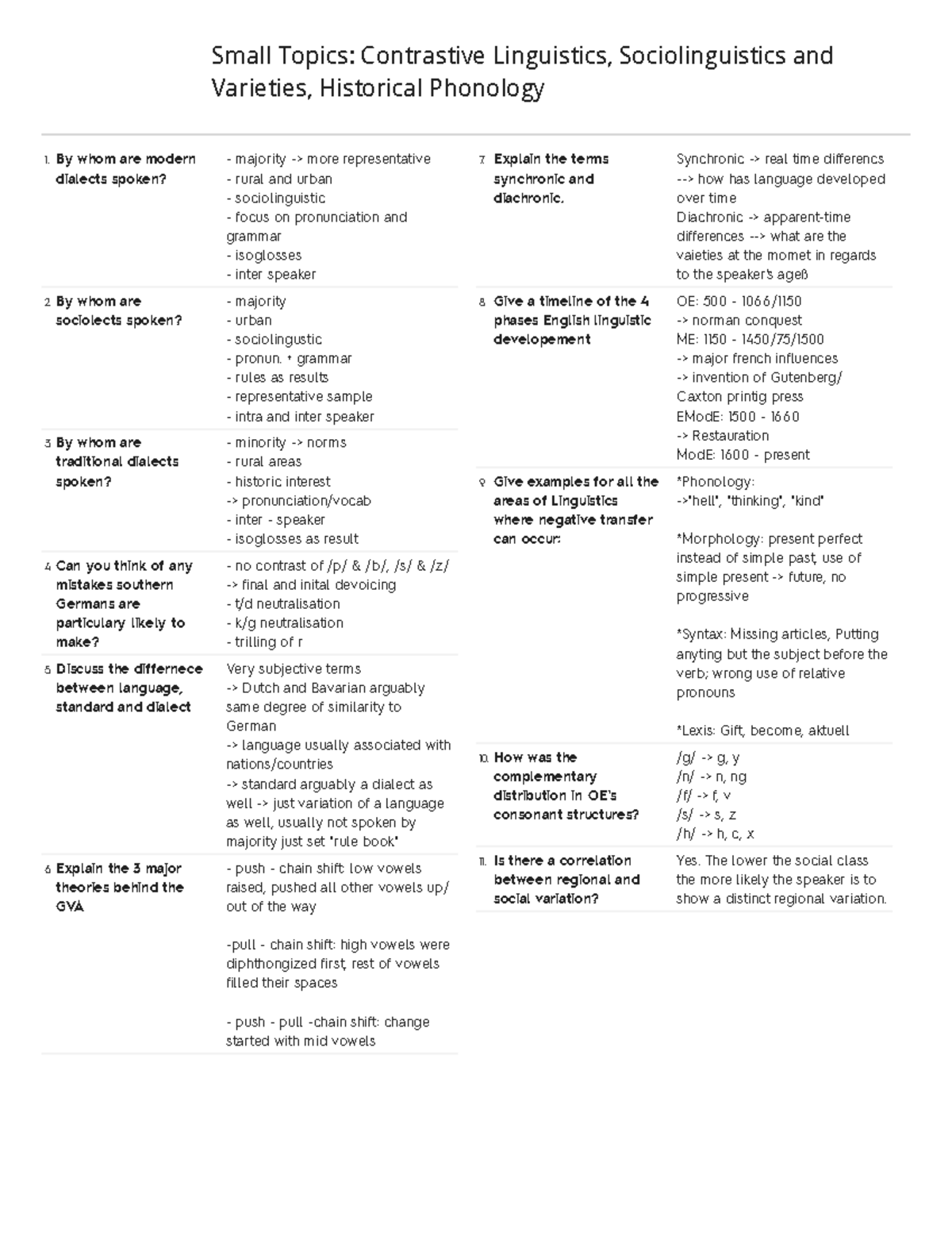 Contrastive Linguistics Sociolinguistics And Varieties Historical Phonology Quiz Studocu
