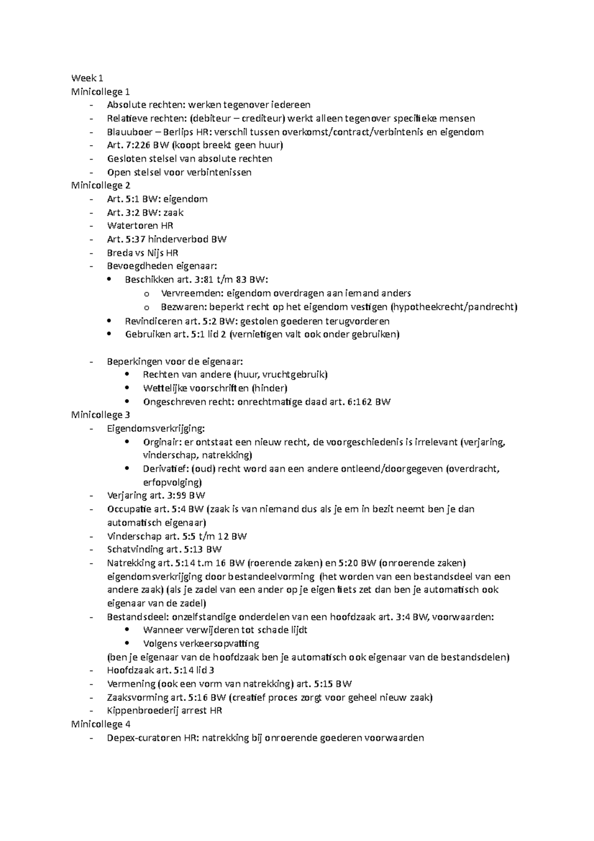 Hoorcollege Goedenrecht Week 1 - Goederenrecht - UvA - Studeersnel